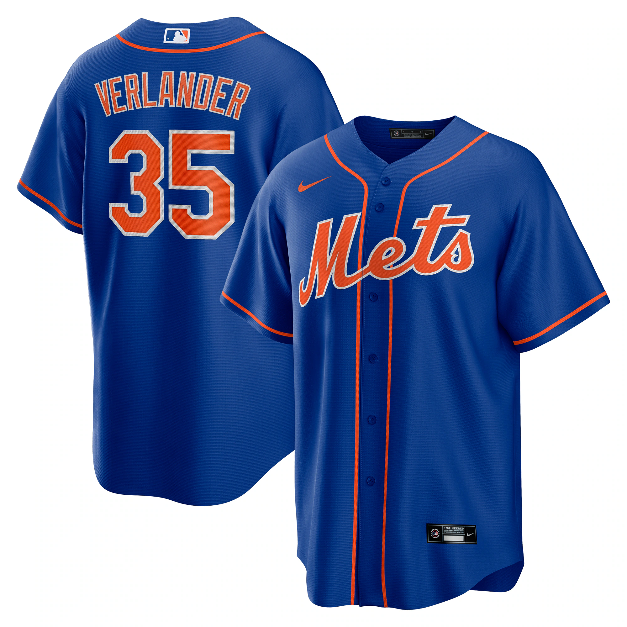 Alternative view of Justin Verlander New York Mets Alternate Replica Player Baseball Jersey - Royal