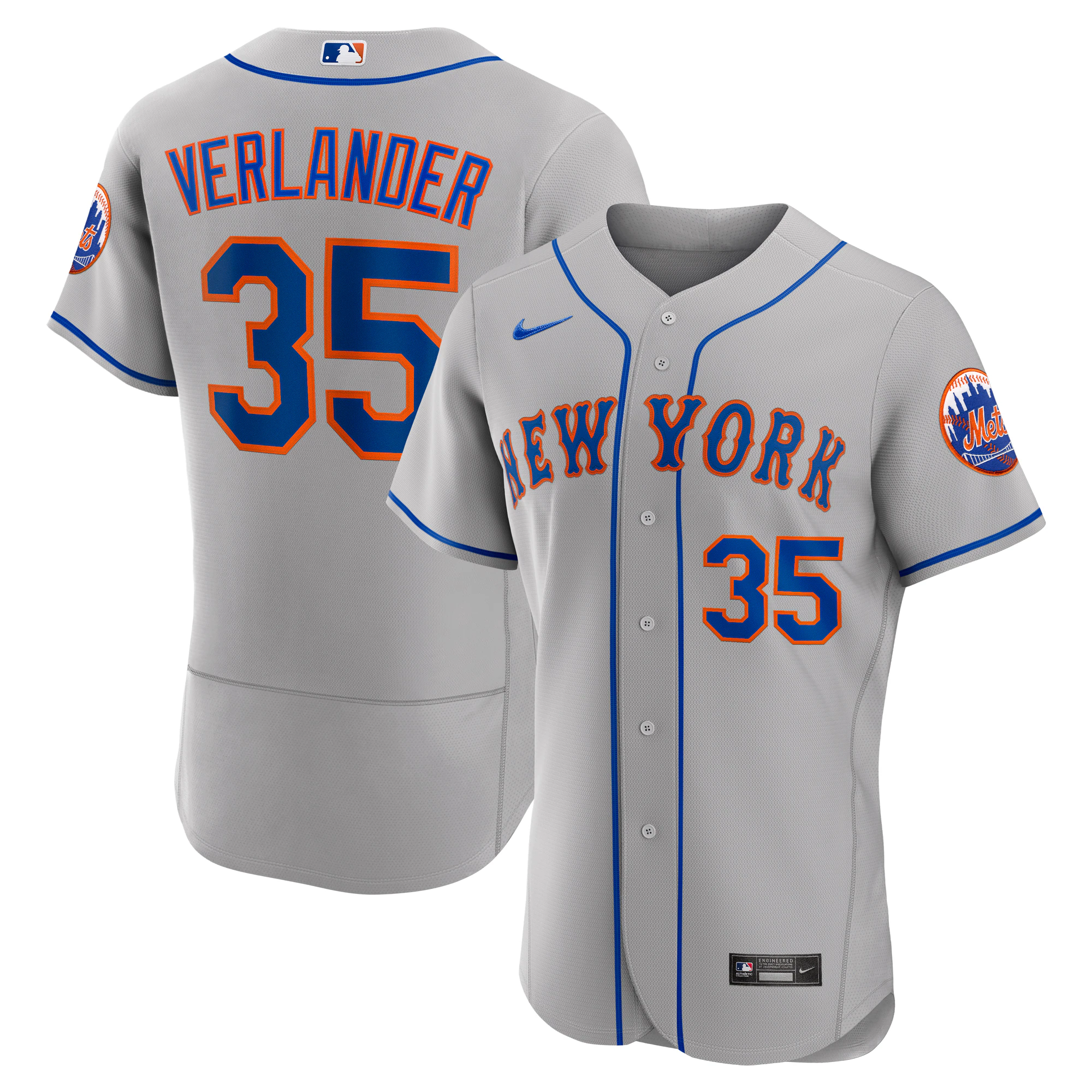 Justin Verlander New York Mets Road Authentic Player Baseball Jersey - Gray