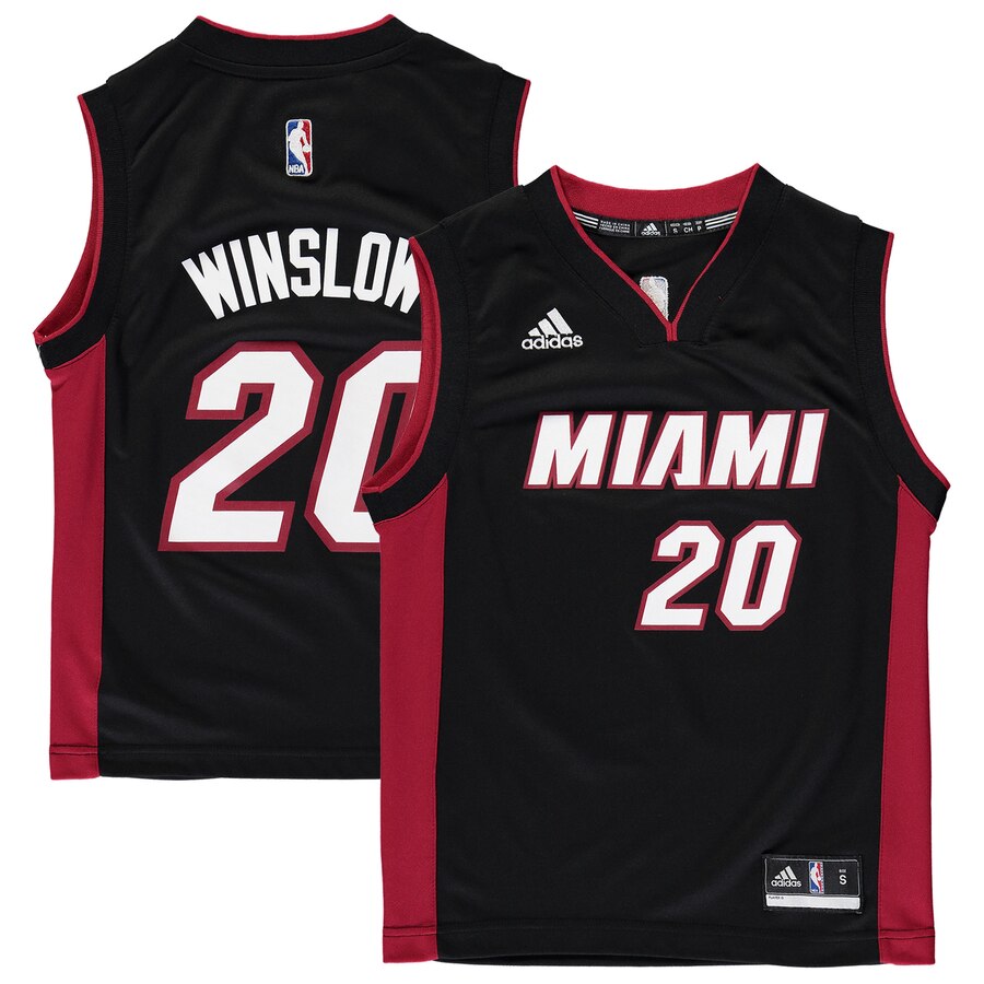 Justise Winslow Miami Heat Adidas Youth Replica Basketball Jersey - Black