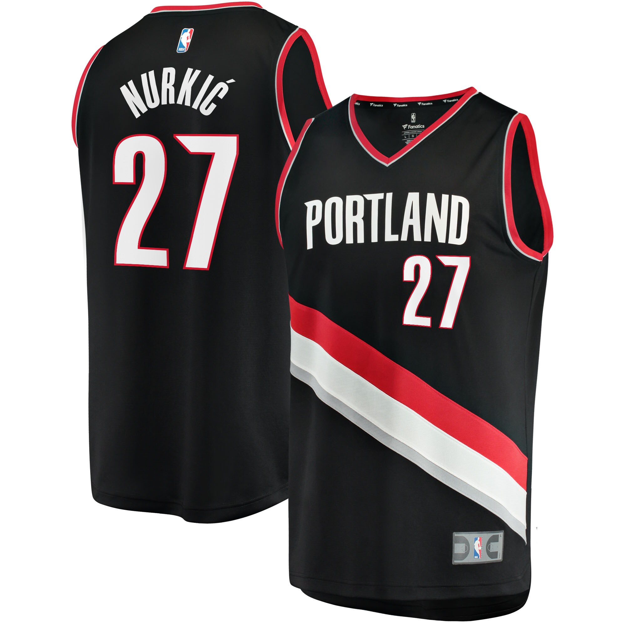 Alternative view of Jusuf Nurkic Portland Trail Blazers Fanatics Branded Fast Break Replica Basketball Jersey - Icon Edition - Black