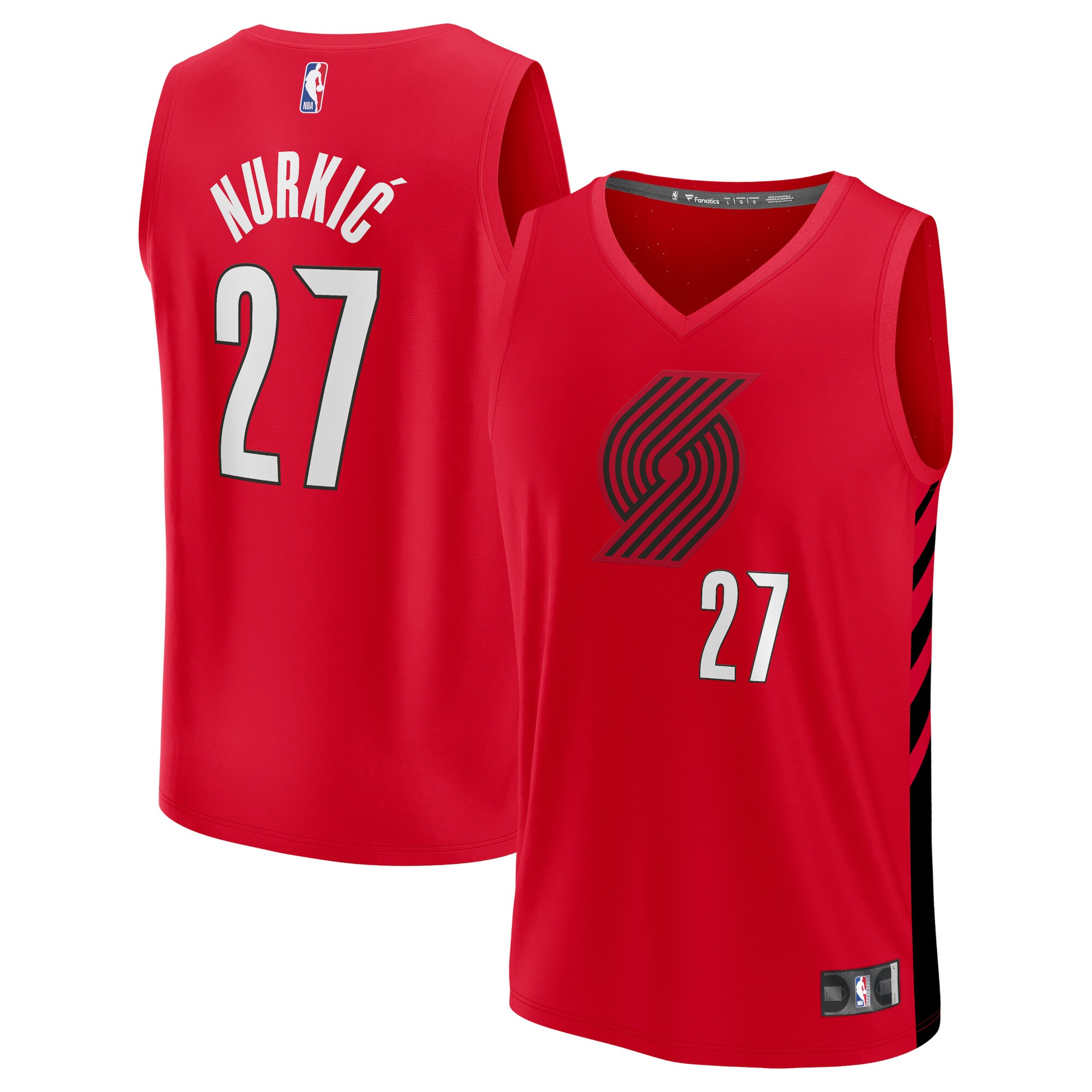 Alternative view of Jusuf Nurkic Portland Trail Blazers Fanatics Branded Fast Break Replica Player Basketball Jersey - Statement Edition - Red