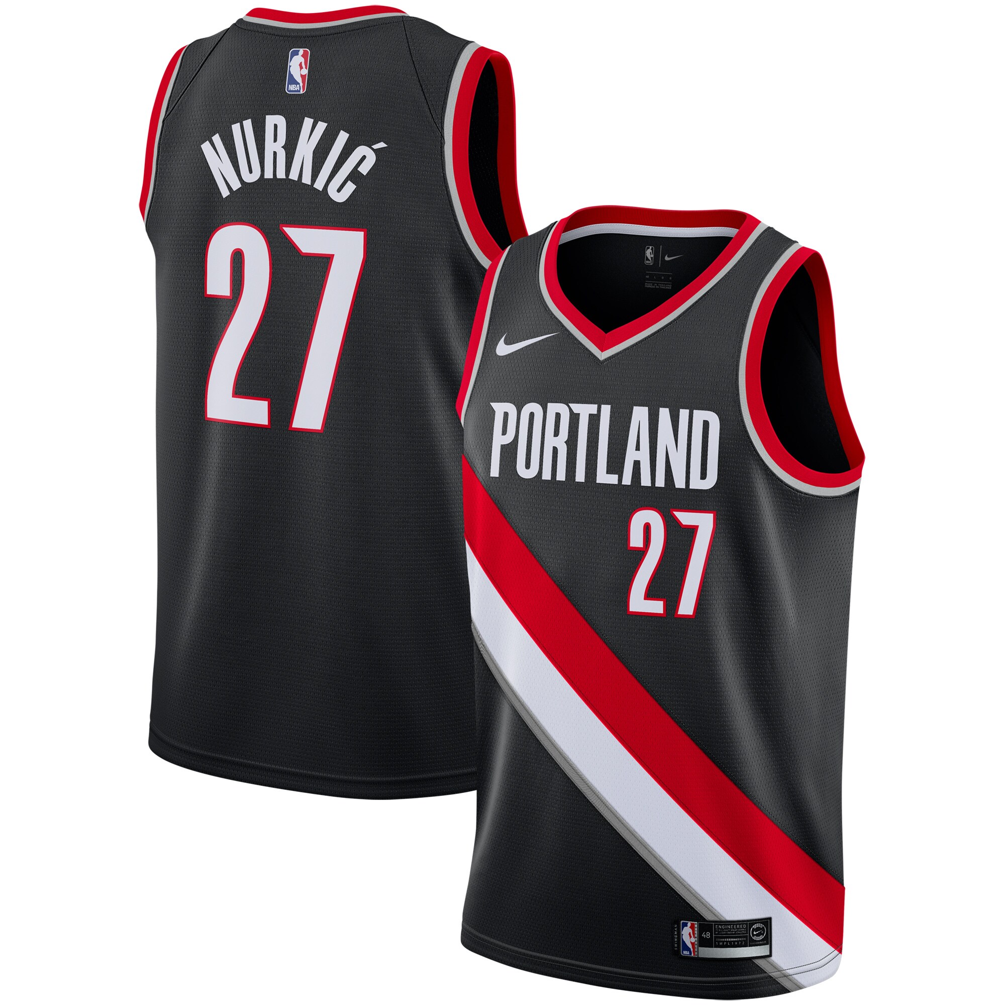 Jusuf Nurkic Portland Trail Blazers Replica Swingman Basketball Jersey - Icon Edition - Black