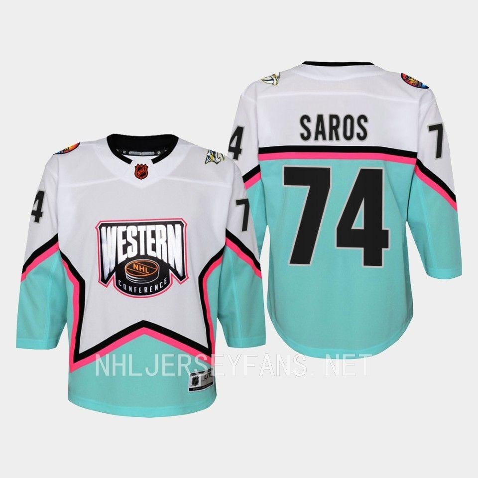 Alternative view of Juuse Saros 74 Nashville Predators 2023 All-Star Game Hockey Jersey White Equipment - JS418 