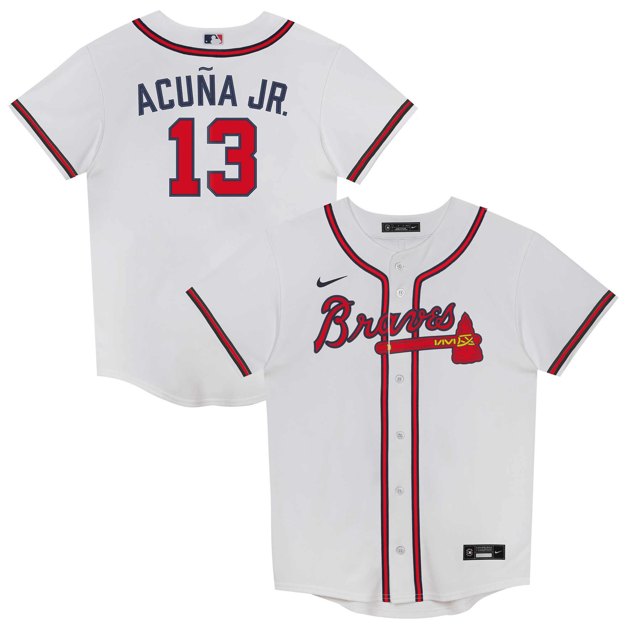 Juvenile Atlanta Braves Ronald Acuña Jr. White 2.0 Player Baseball Jersey - JS756