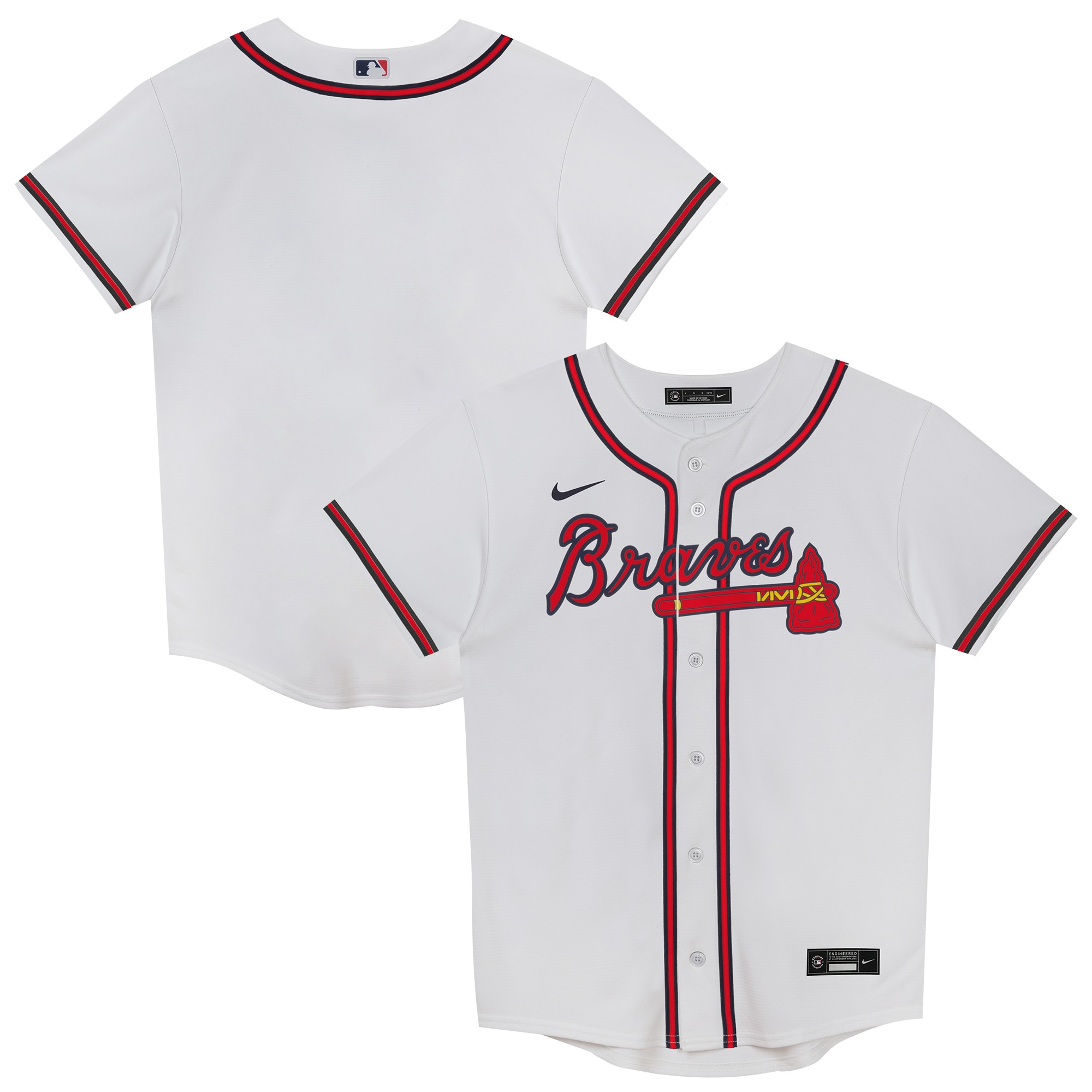 Juvenile Atlanta Braves White Home Blank Baseball Jersey - JS454