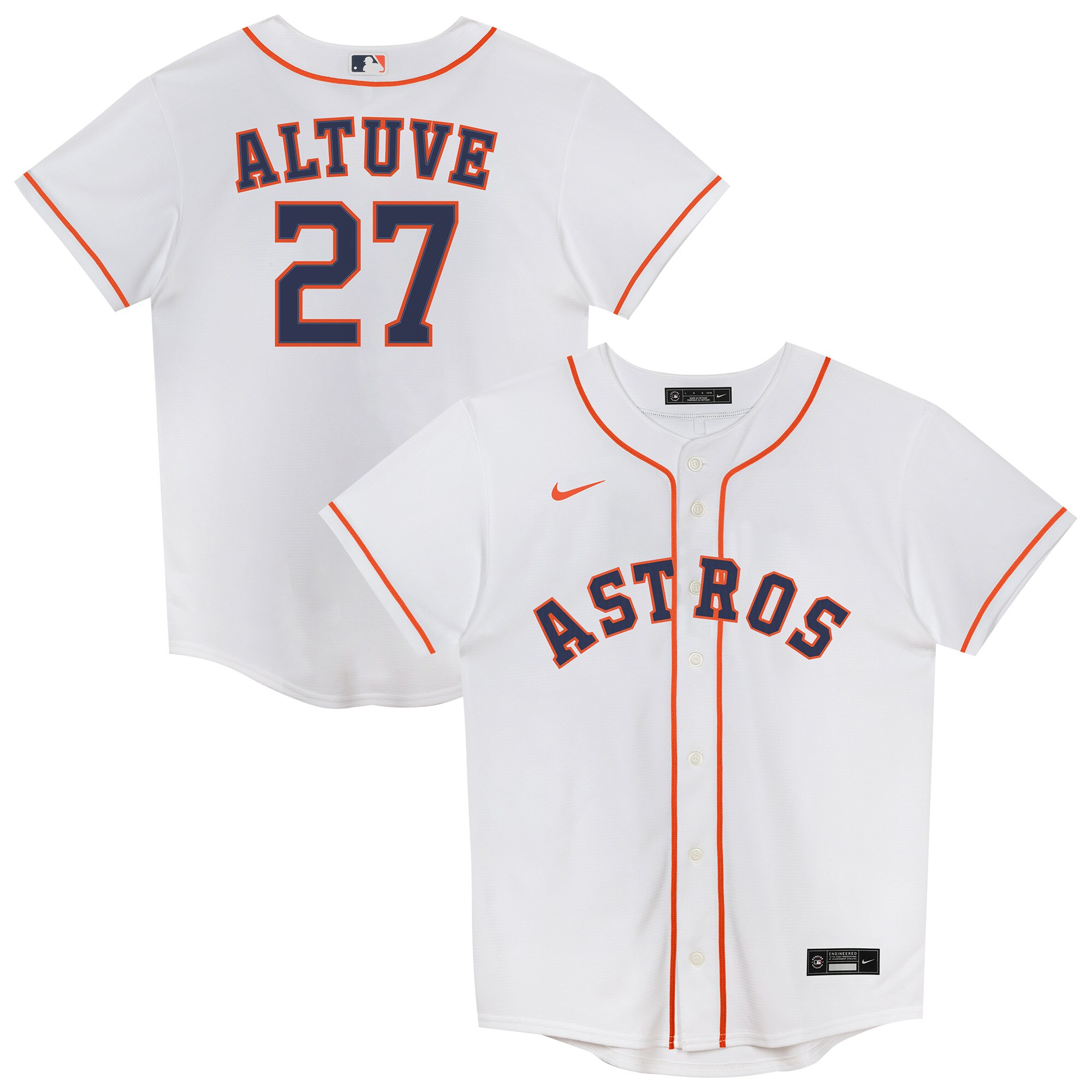 Juvenile Houston Astros Jose Altuve White 2.0 Player Baseball Jersey 