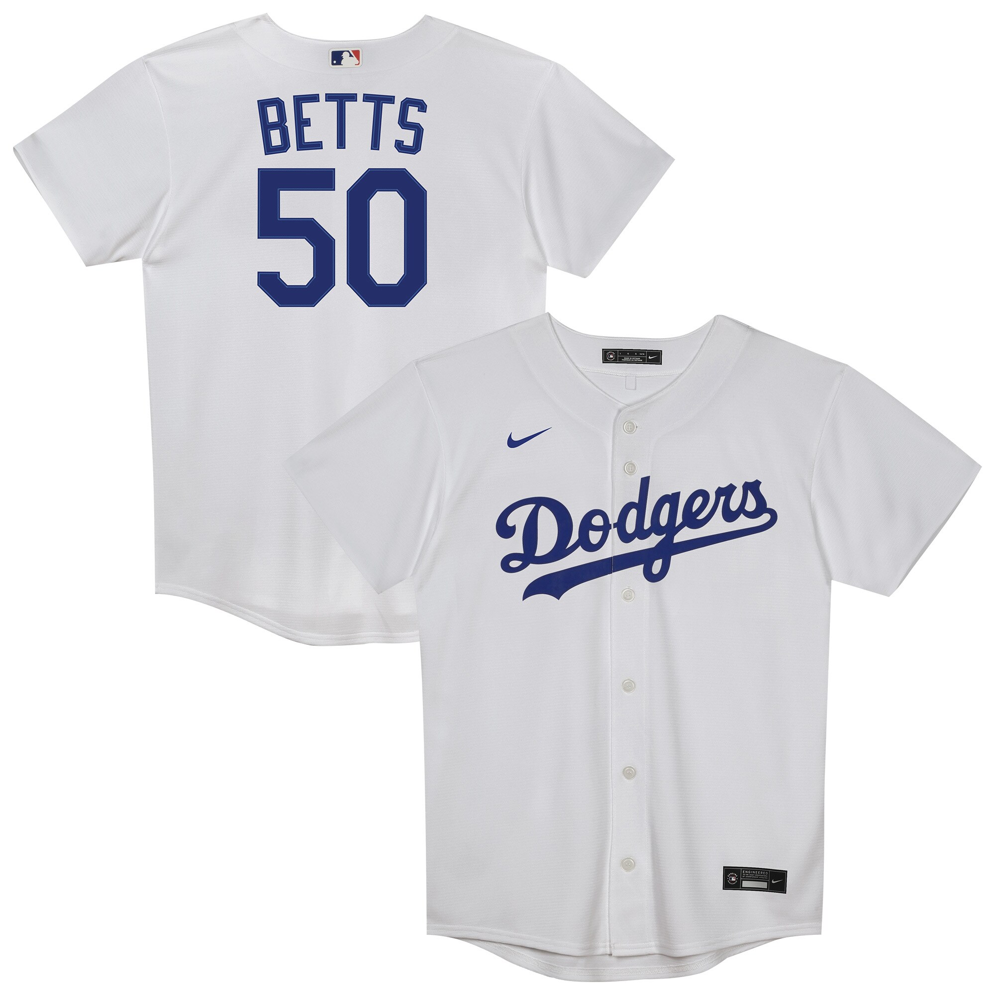 Juvenile Los Angeles Dodgers Mookie Betts White 2.0 Player Baseball Jersey 