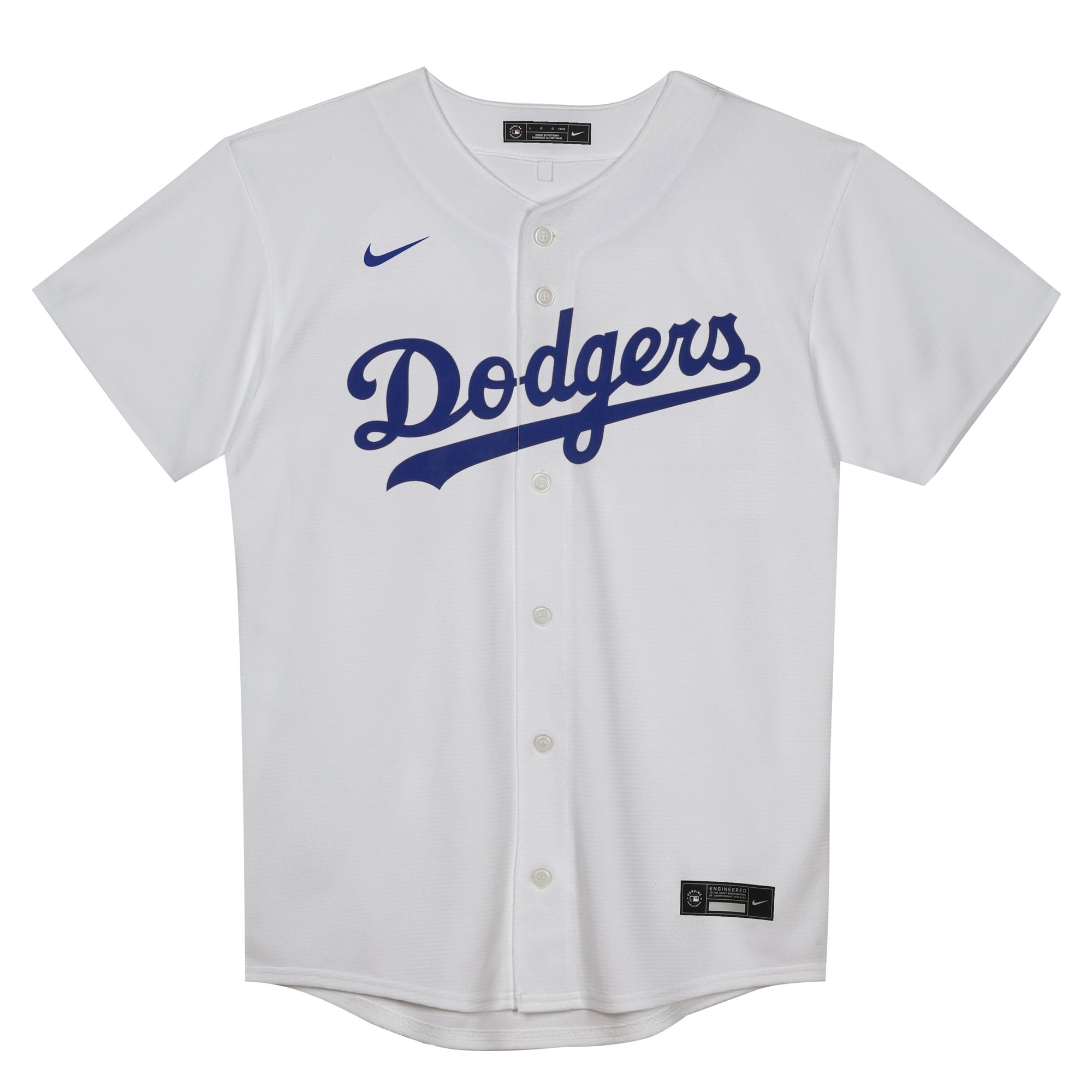 Alternative view of Juvenile Los Angeles Dodgers White Home Blank Baseball Jersey 