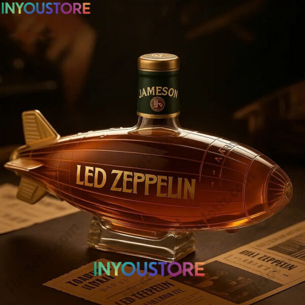 Led Zeppelin Airship Whiskey Bottle – Rock Legend Blimp-Shaped Glass Decanter Collectible Gift