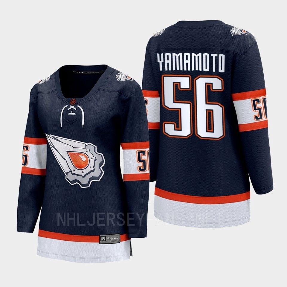 Kailer Yamamoto56 Edmonton Oilers 2022 Special Edition 2.0 Women Breakaway Player Retro Hockey Jersey Navy - JS991 