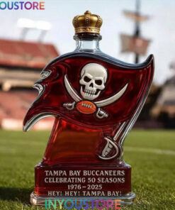 Tampa Bay Buccaneers 50 Seasons Hey Hey Tampa Bay Whiskey Bottle