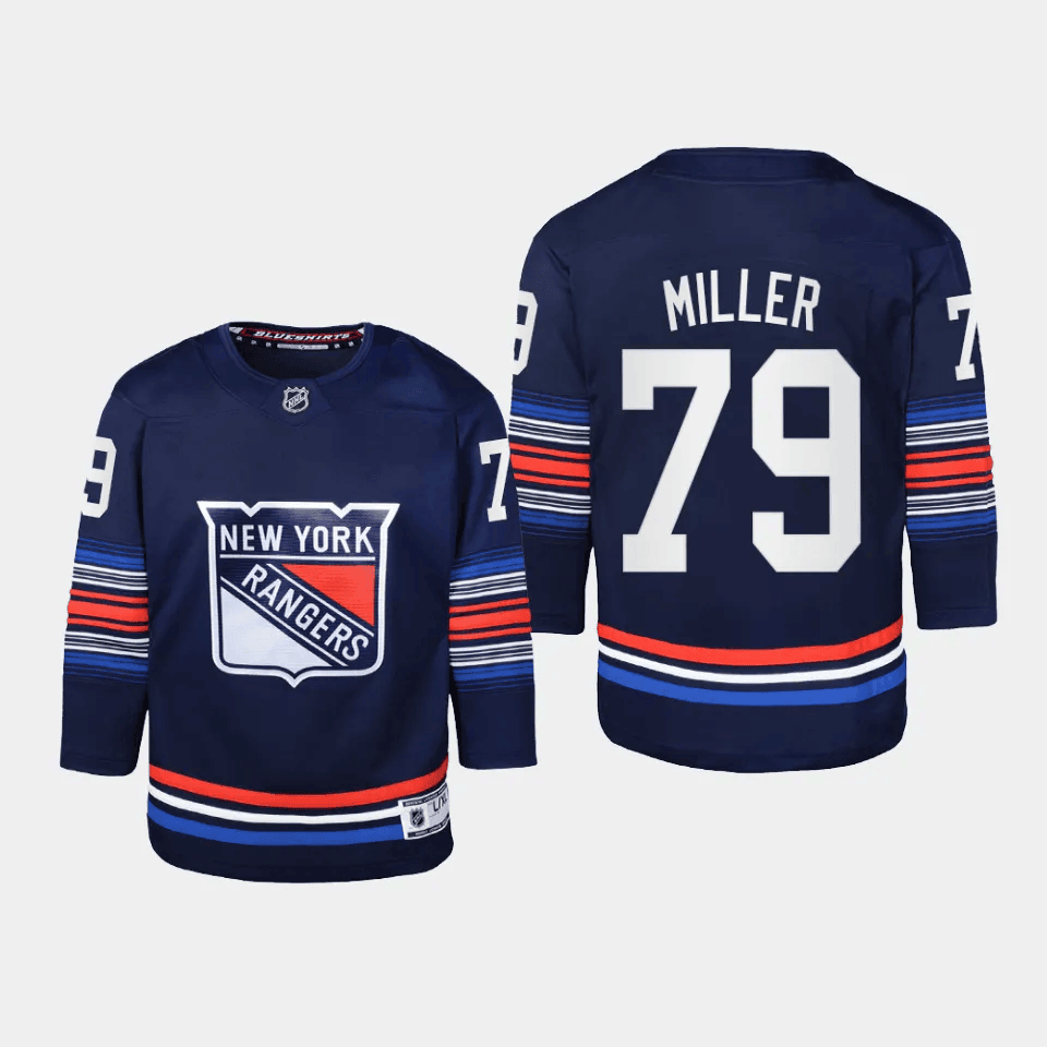 K'Andre Miller 79 New York Rangers 2024 Alternate Third Youth Hockey Jersey - Navy - JS154 