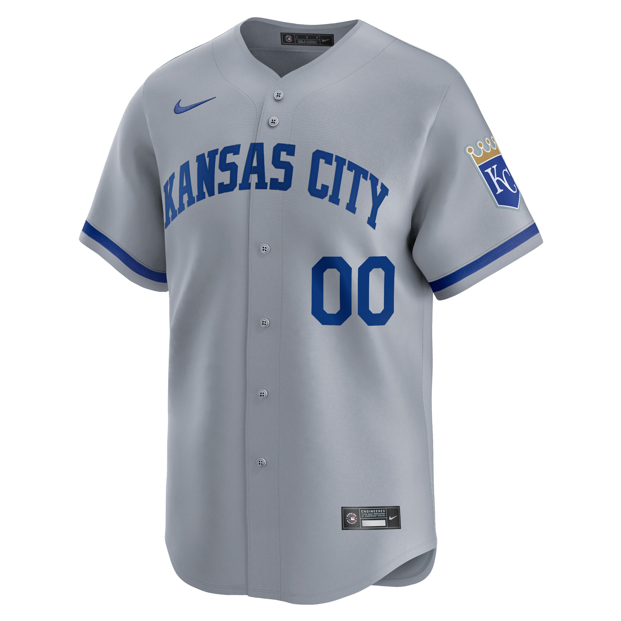 Alternative view of Kansas City Royals Away Limited Custom Baseball Jersey - Gray