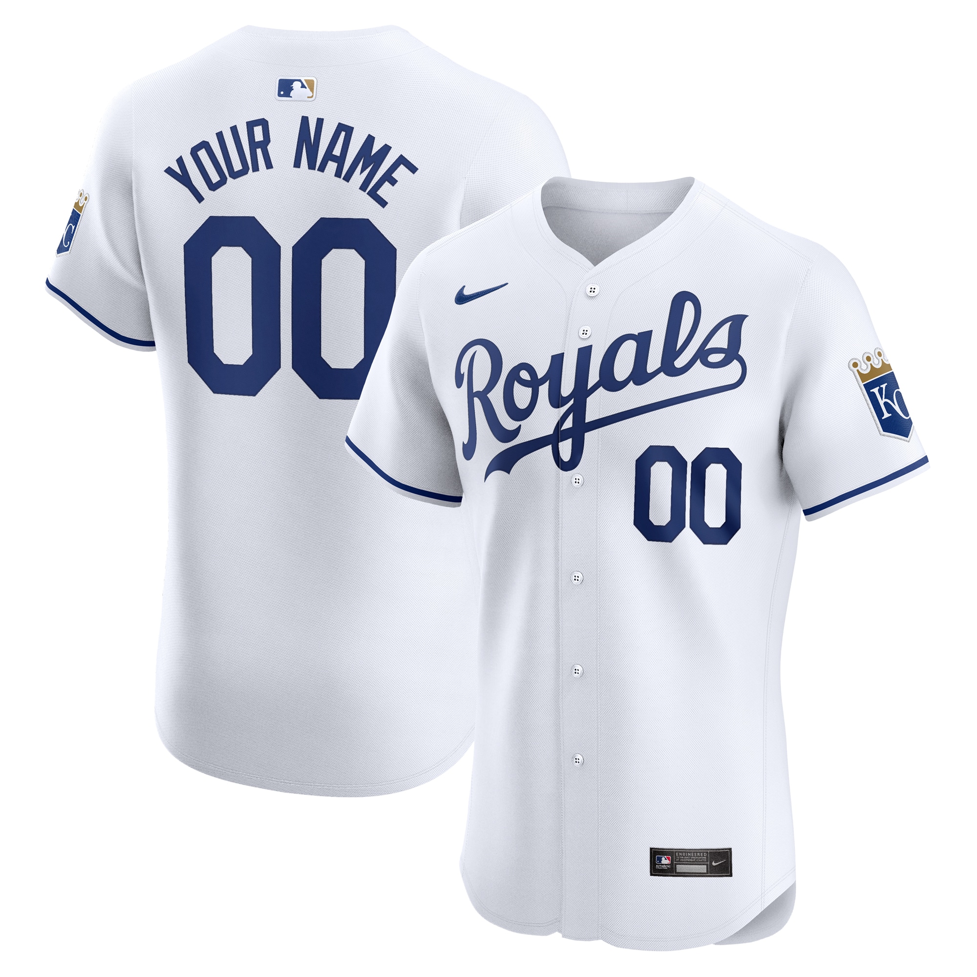 Kansas City Royals Home Elite Custom Baseball Jersey - White