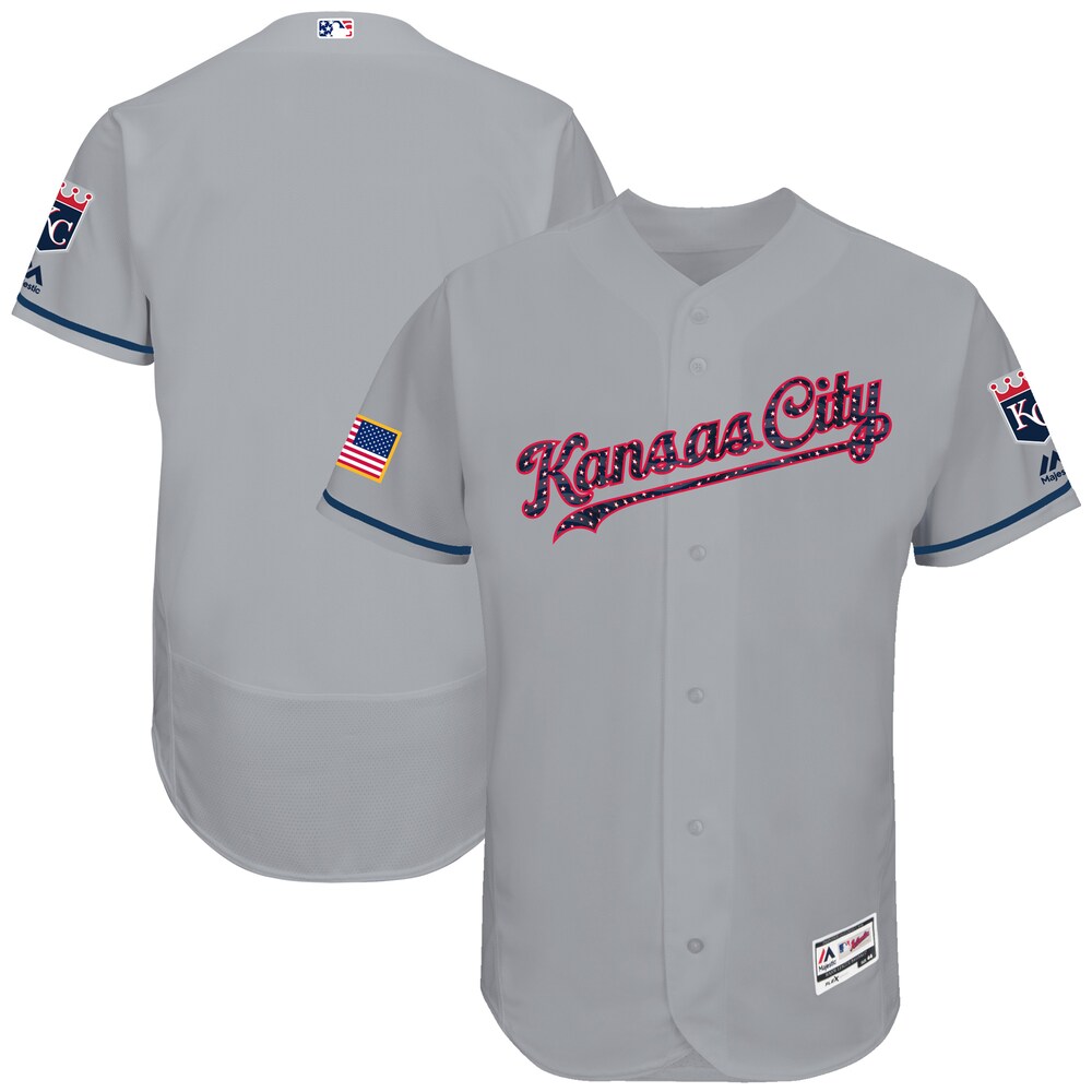 Kansas City Royals Majestic 2017 Stars & Stripes Collection Flex Base Team Baseball Jersey - Gray