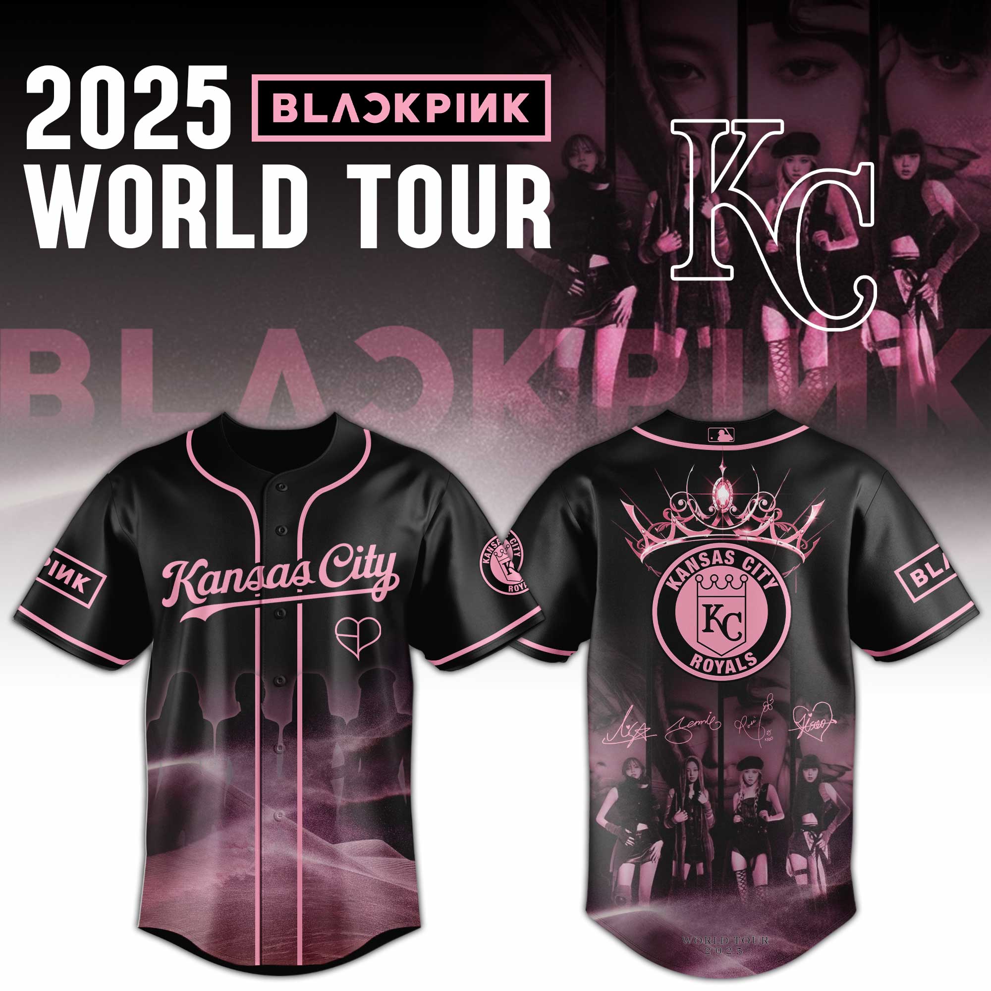 Kansas City Royals Mlb X Blackpink 2025 World Tour Custom Baseball Jersey