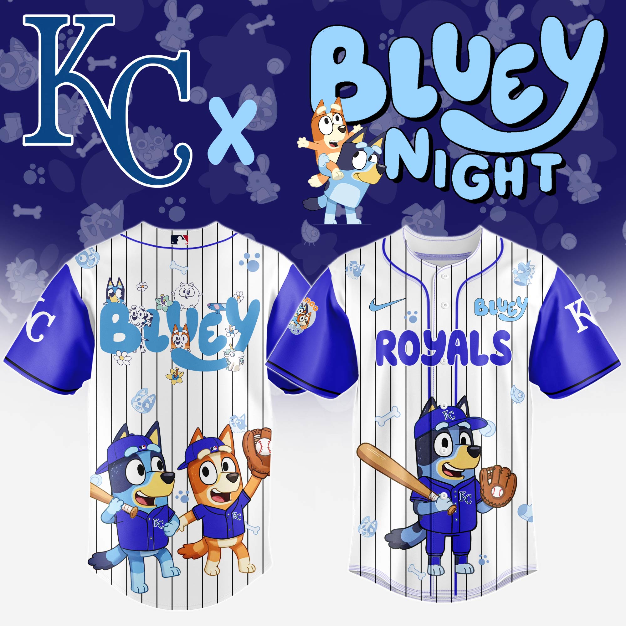 Kansas City Royals Mlb X Bluey And Bingo Special Edition Custom Baseball Jersey 2025
