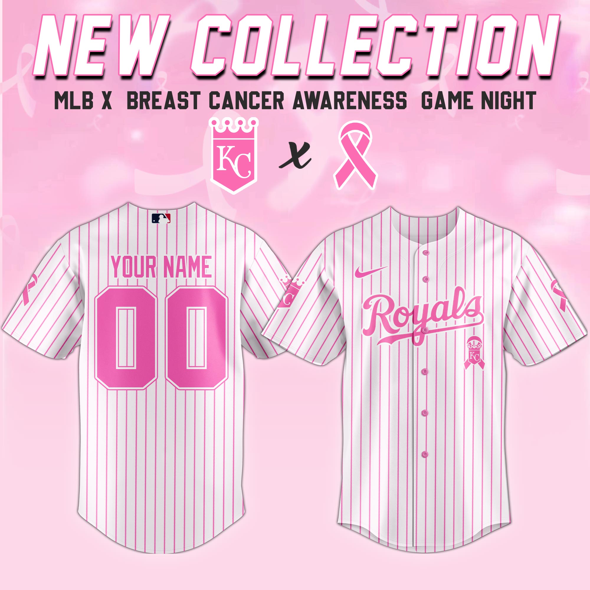 Kansas City Royals Mlb X Breast Cancer Awareness Month United In Pink Custom Baseball Jersey