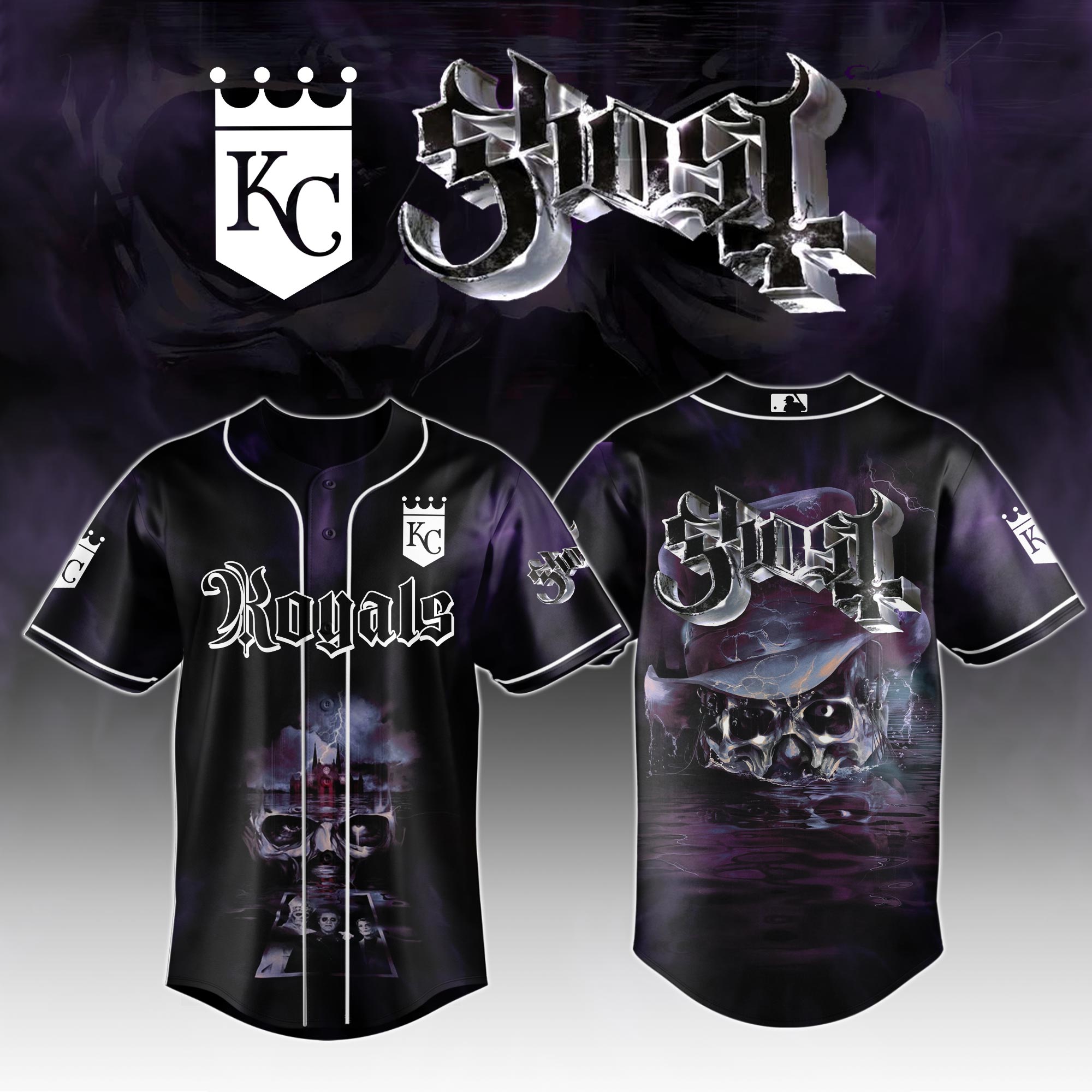 Kansas City Royals Mlb X Ghost Night Show Custom Baseball Jersey