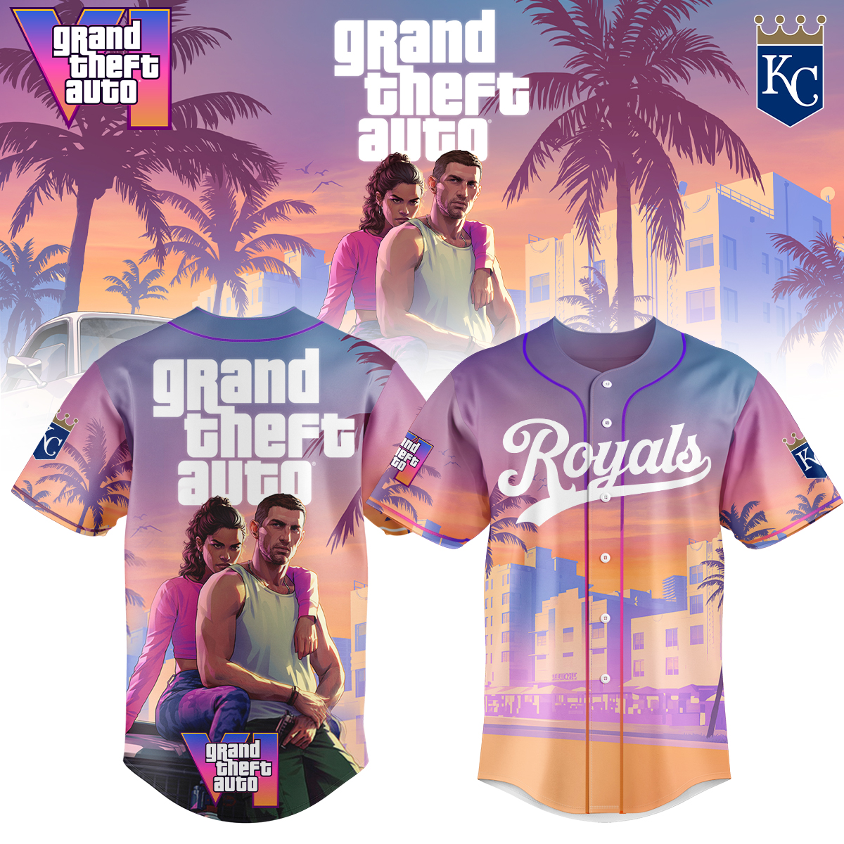 Kansas City Royals Mlb X Grand Theft Auto Custom Baseball Jersey
