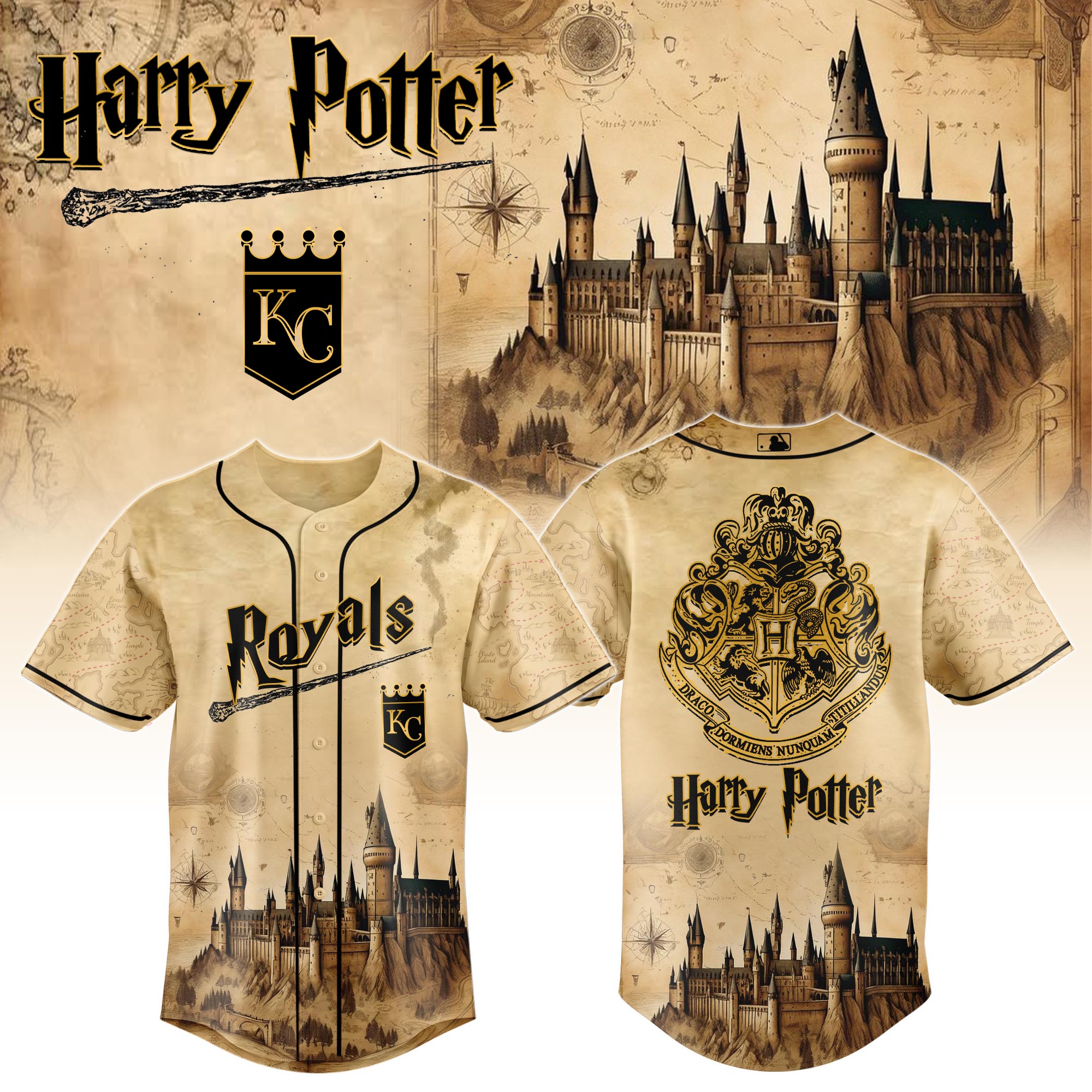 Kansas City Royals Mlb X Harry Potter Magic On The Mound Custom Baseball Jersey