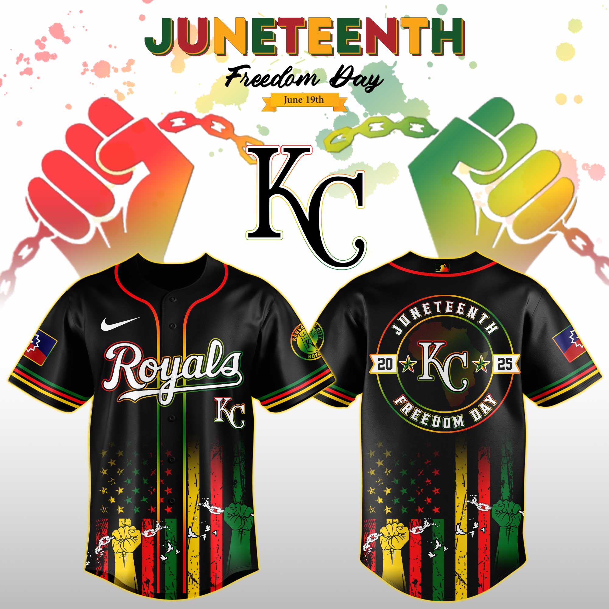 Kansas City Royals Mlb X Juneteenth Day Custom Baseball Jersey Edition Custom Baseball Jersey 2025