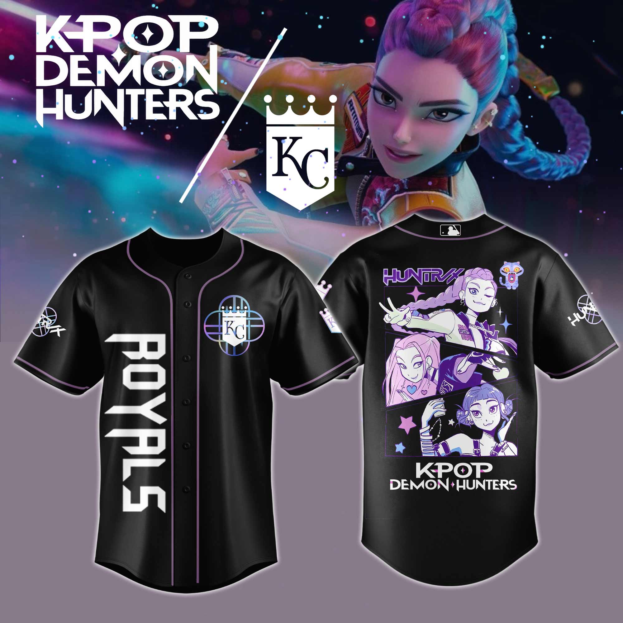 Kansas City Royals Mlb X Kpop Demon Hunters Custom Baseball Jersey