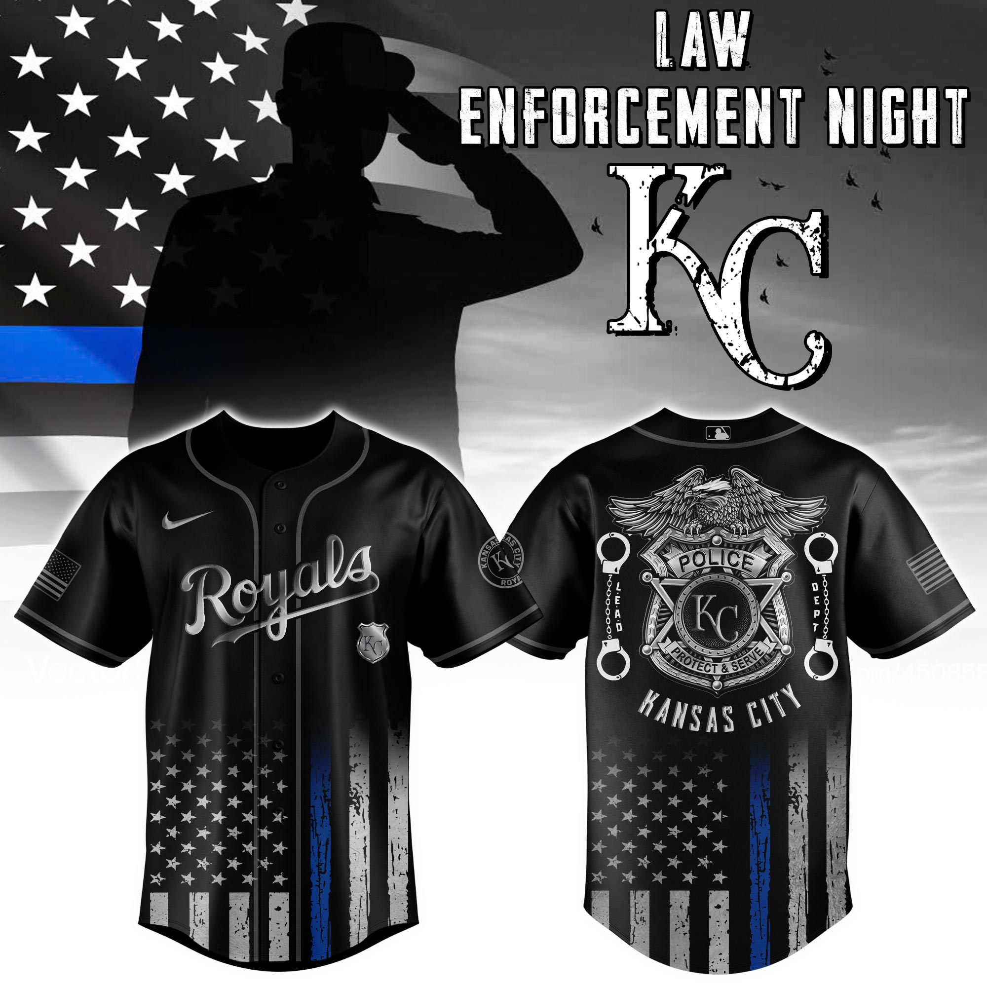 Kansas City Royals Mlb X Law Enforcement Night Edition Custom Baseball Jersey 2025