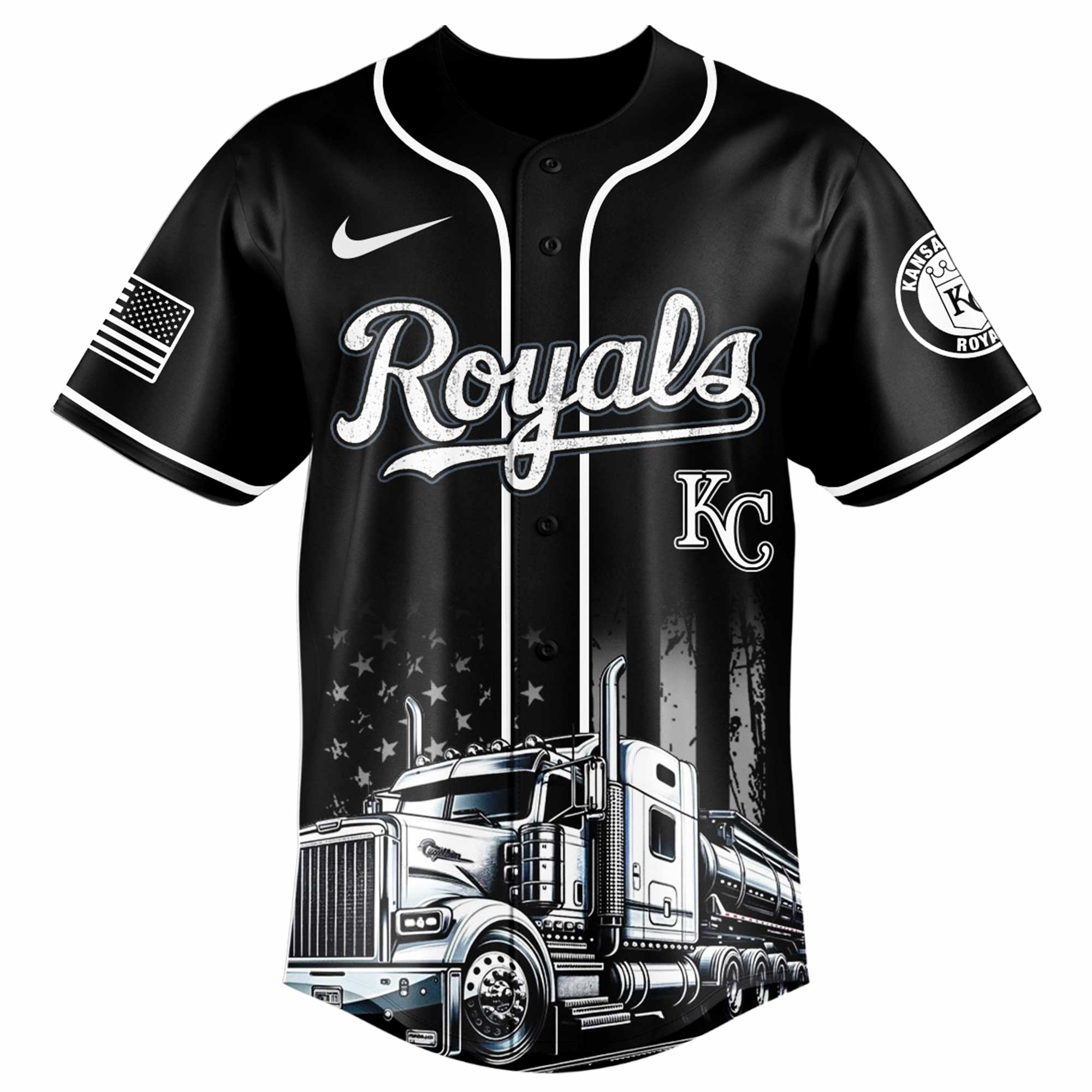 Alternative view of Kansas City Royals Mlb X Nation Truck Driver Appreciation Week Limited Edition Custom Baseball Jersey 2025