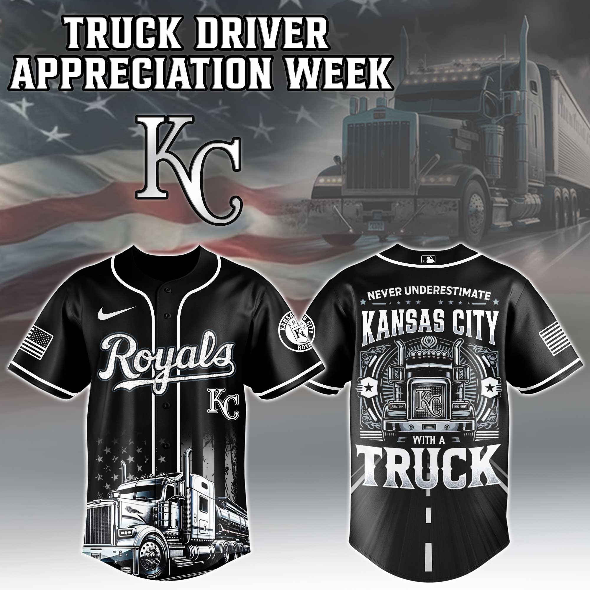 Kansas City Royals Mlb X Nation Truck Driver Appreciation Week Limited Edition Custom Baseball Jersey 2025