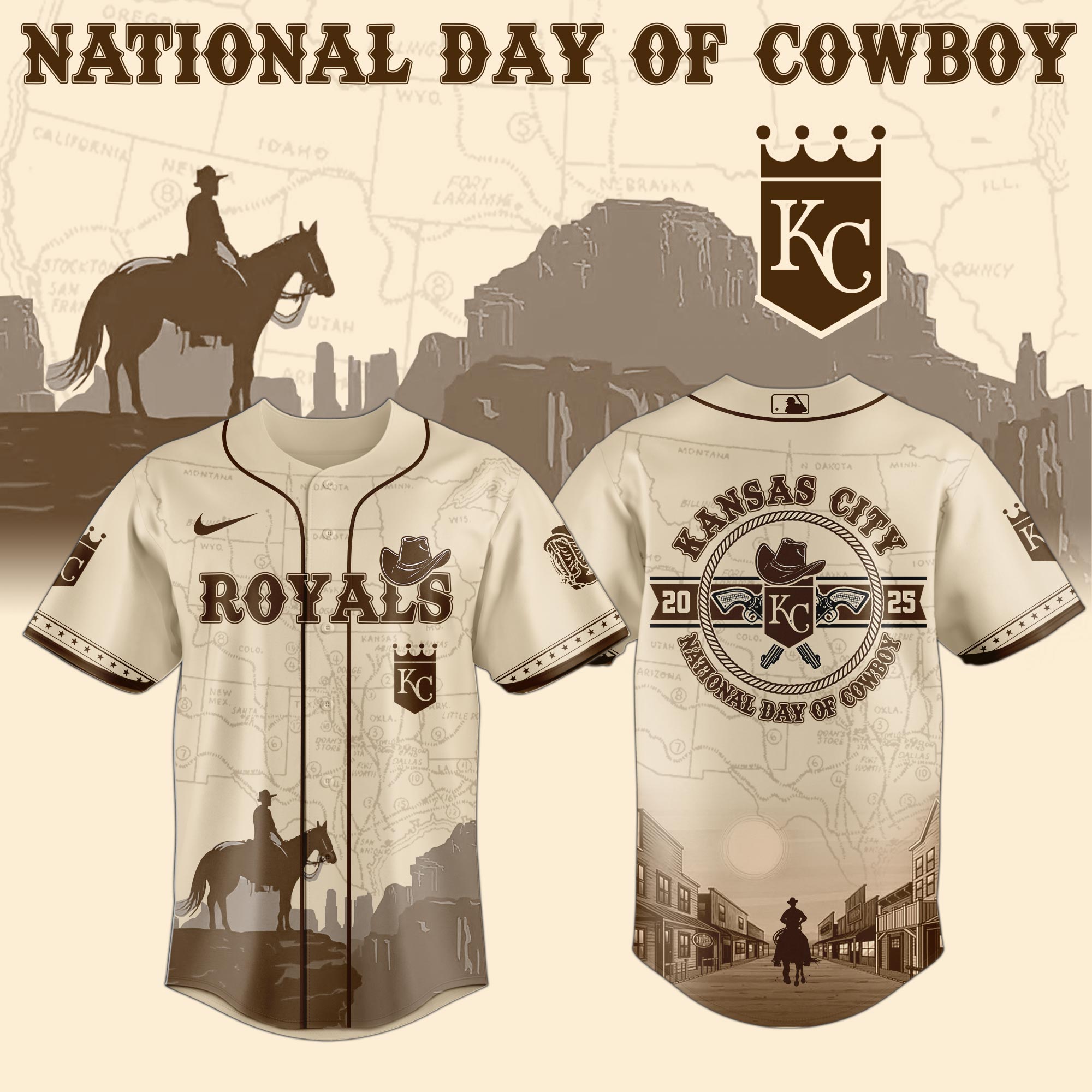 Kansas City Royals Mlb X National Day Of Cowboy Custom Baseball Jerseyv