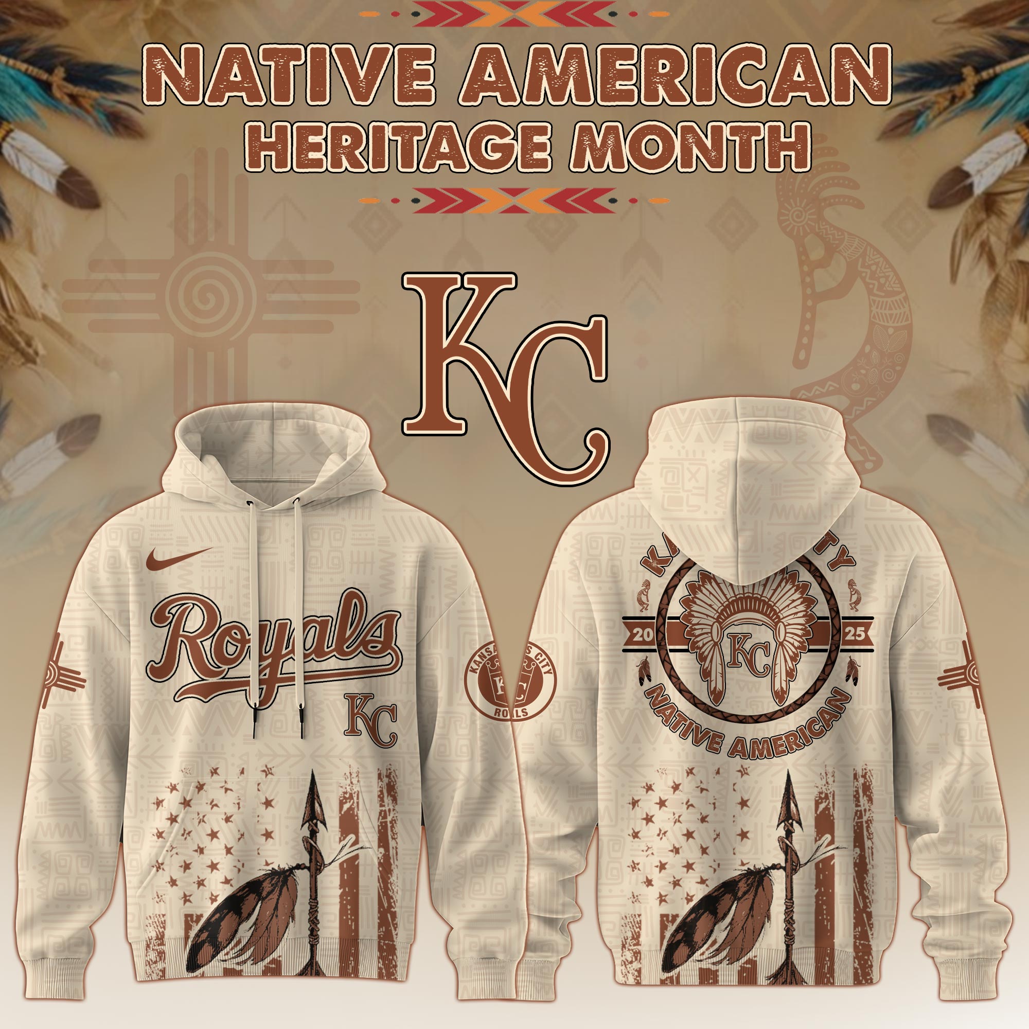 Kansas City Royals Mlb X Native American Heritage Month Mlb Collaboration Custom Hoodie