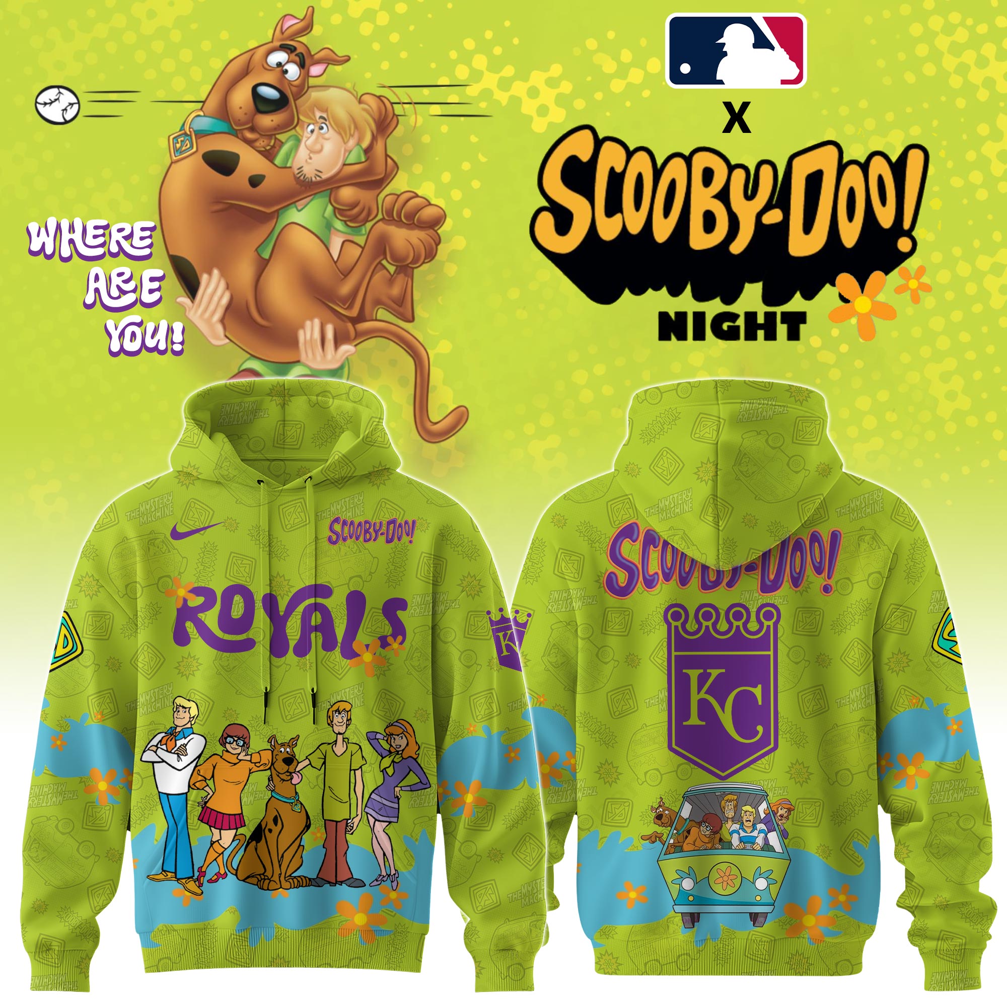 Kansas City Royals Mlb X Scooby Doo Custom Hoodie Editions Limited