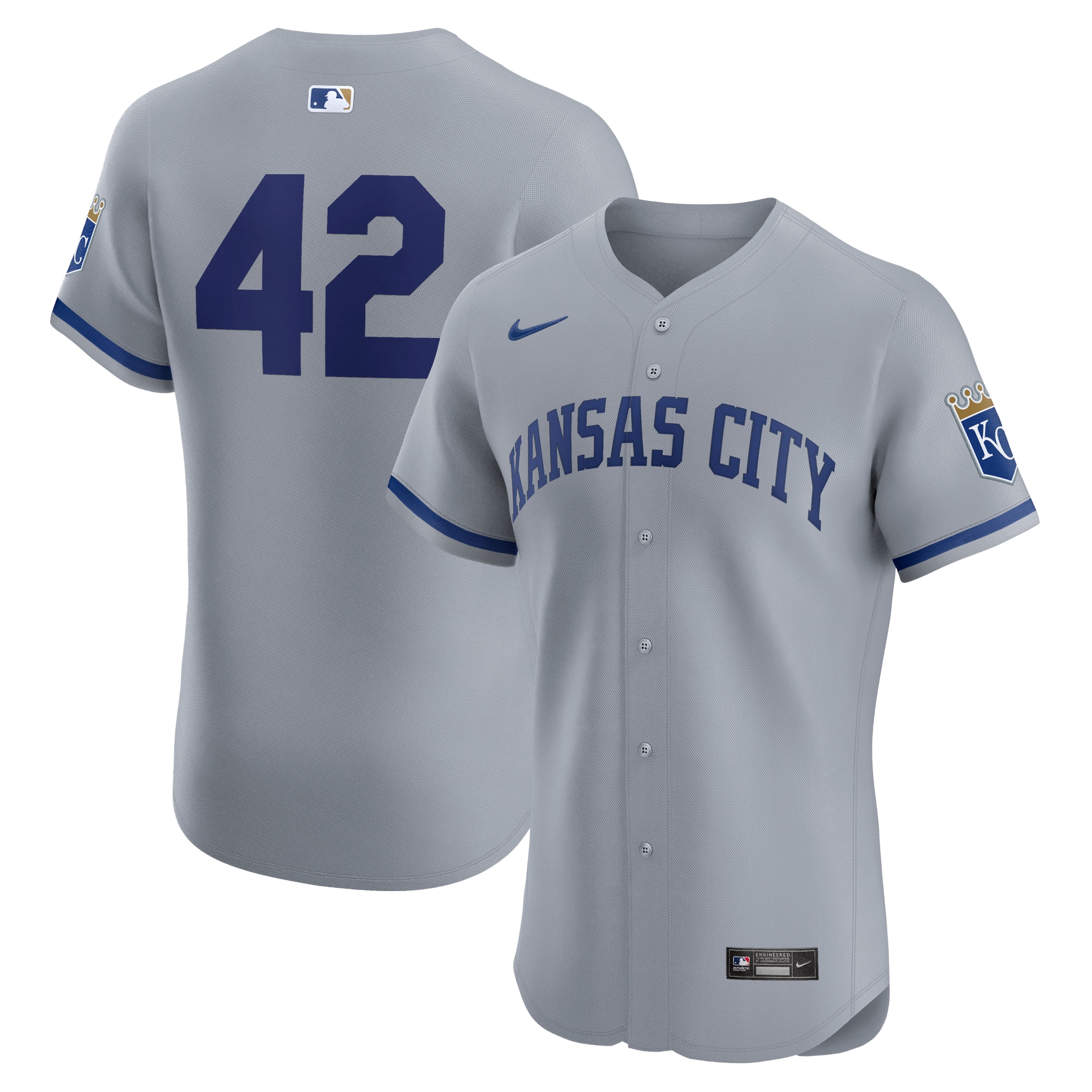 Kansas City Royals Road 2024 Jackie Robinson Day Elite Baseball Jersey - Gray