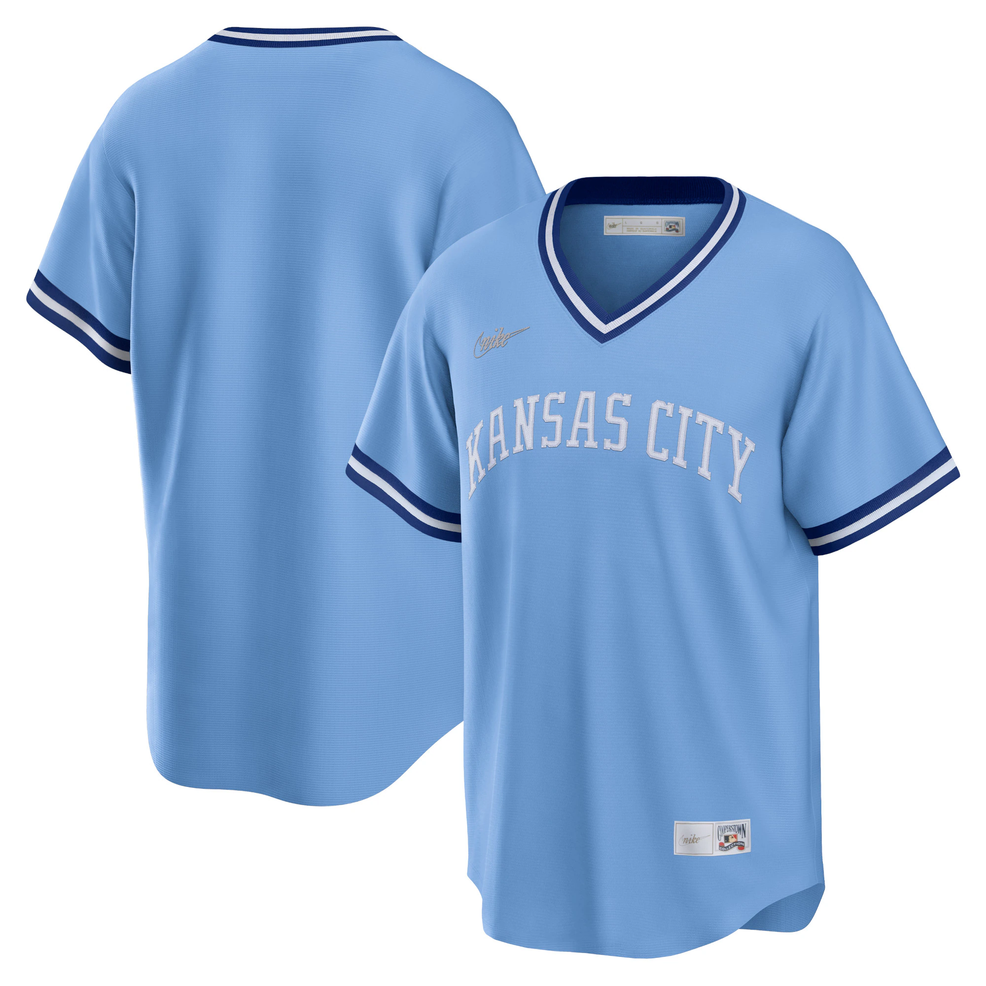 Alternative view of Kansas City Royals Road Cooperstown Collection Team Baseball Jersey – Light Blue
