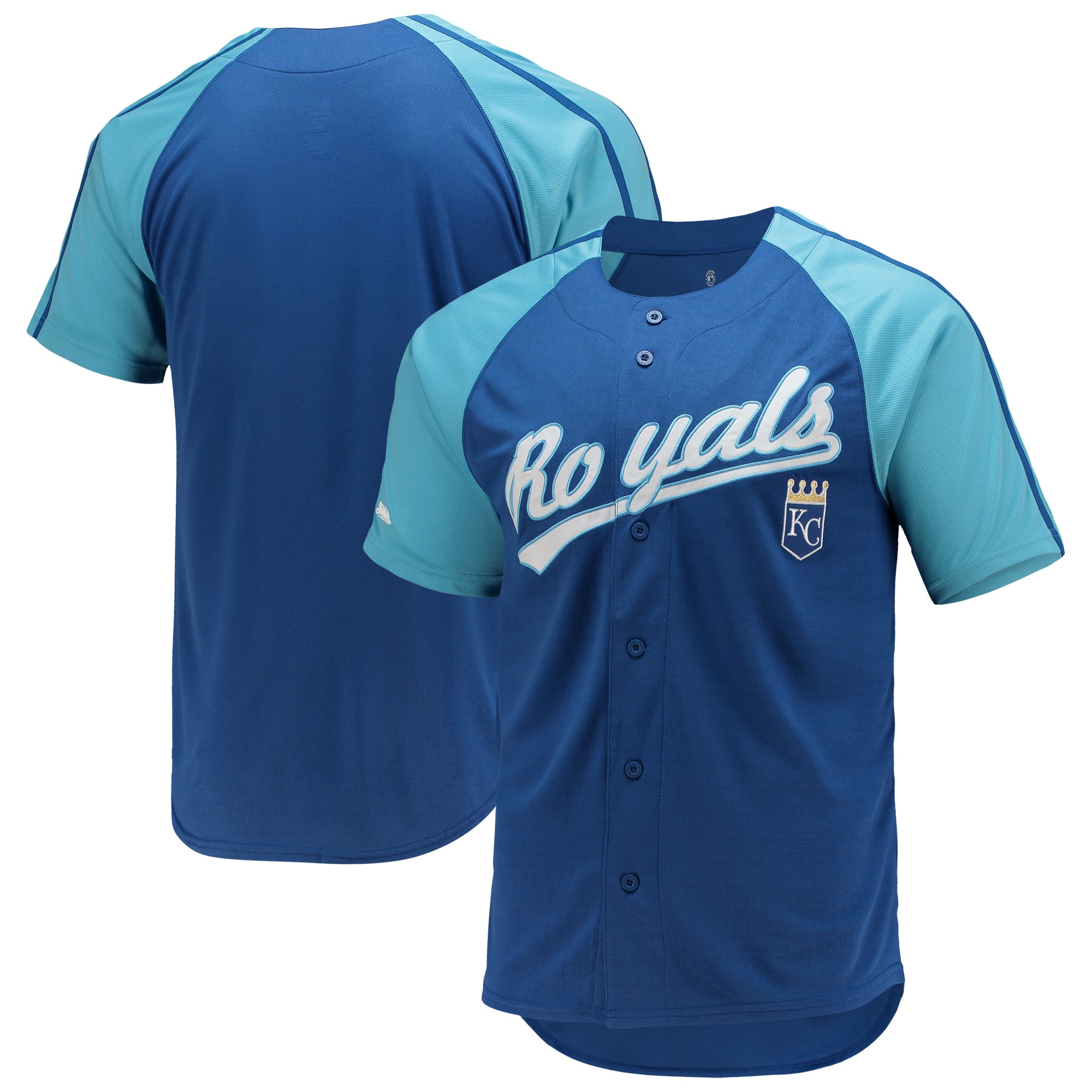 Kansas City Royals Stitches Button-down Raglan Replica Baseball Jersey – Royal