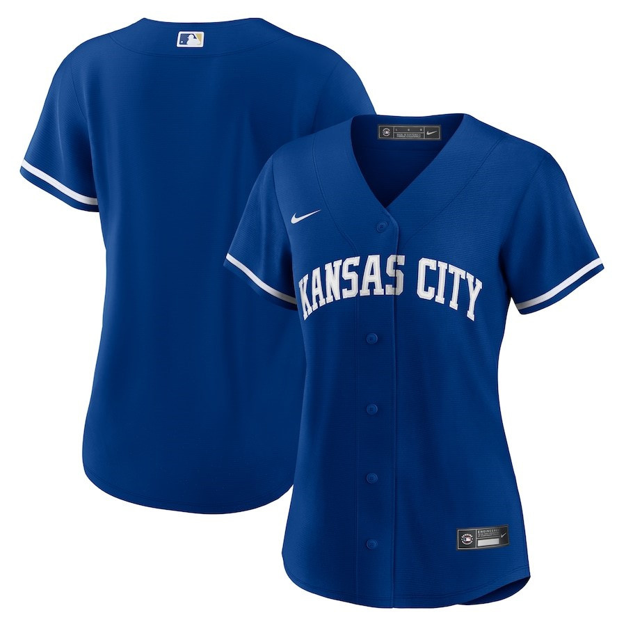 Kansas City Royals Women's Alternate Team Logo Baseball Jersey - Royal 