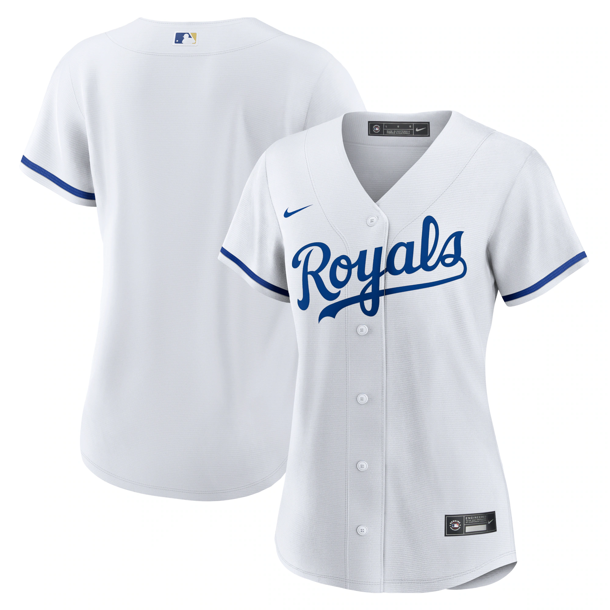 Kansas City Royals Women’s Home Replica Team Logo Baseball Jersey – White