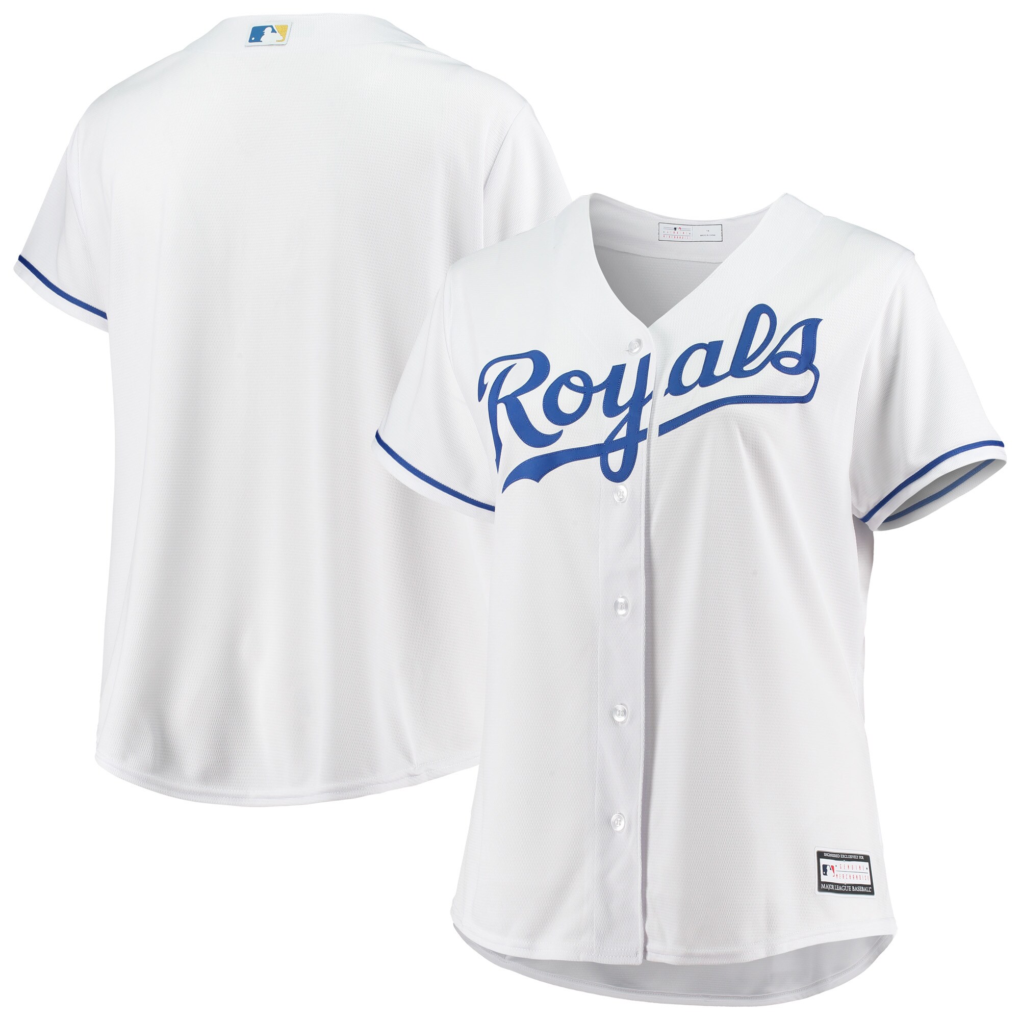 Alternative view of Kansas City Royals Women’s Plus Size Home Replica Team Baseball Jersey – White