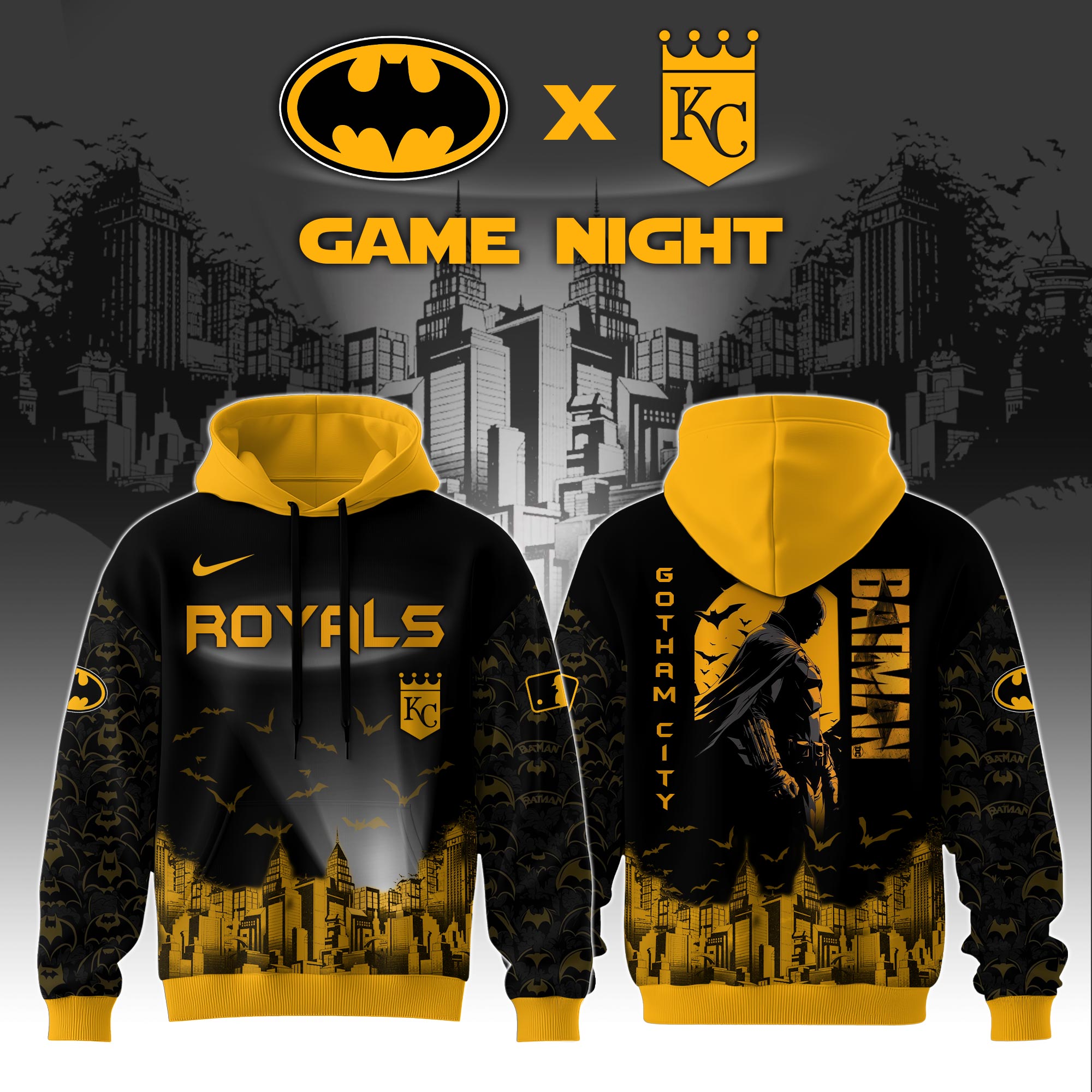 Kansas City Royals X Dc Batman Game Night 3d Custom Hoodie