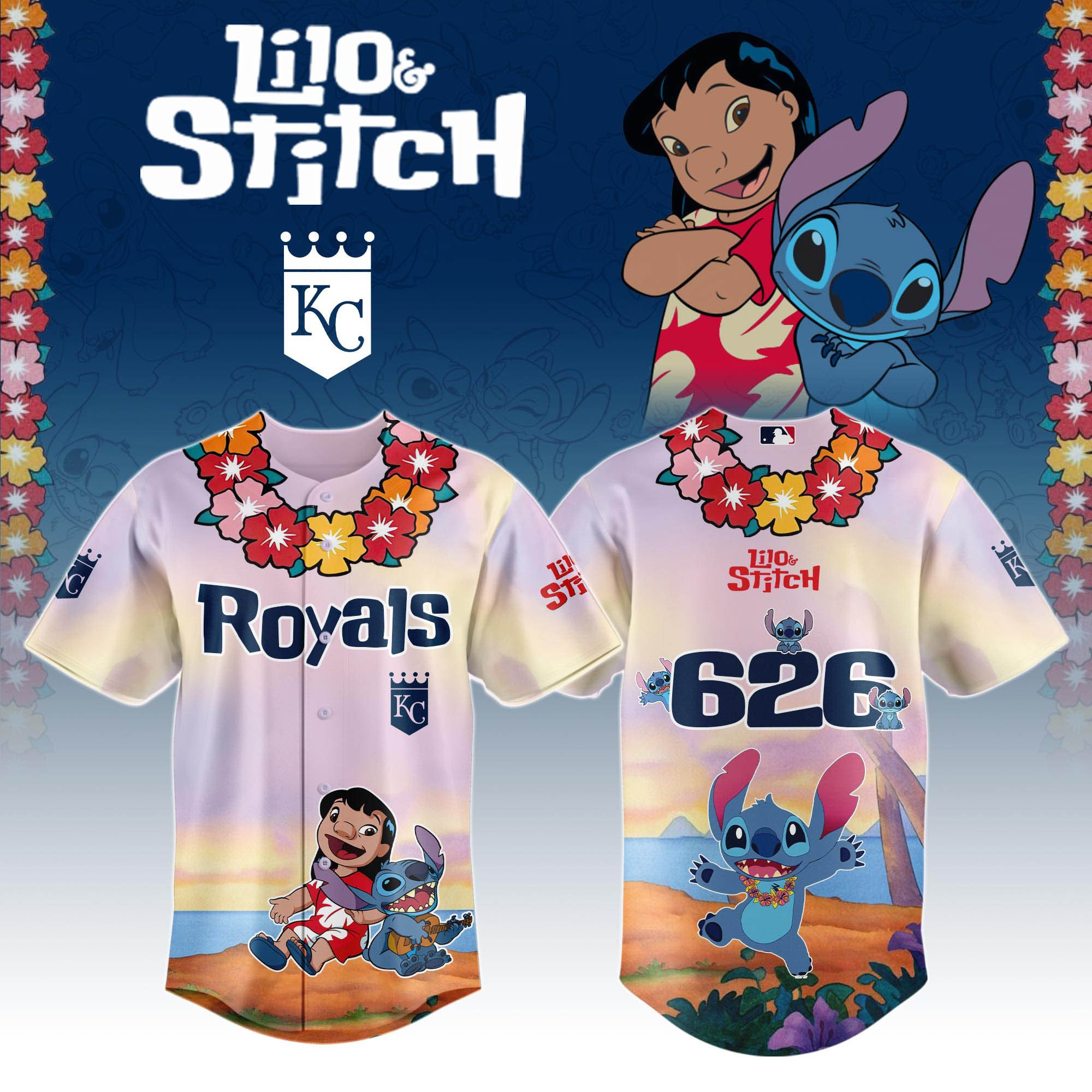 Kansas City Royals X Lilo & Stitch Special Edition Custom Baseball Jersey 2025
