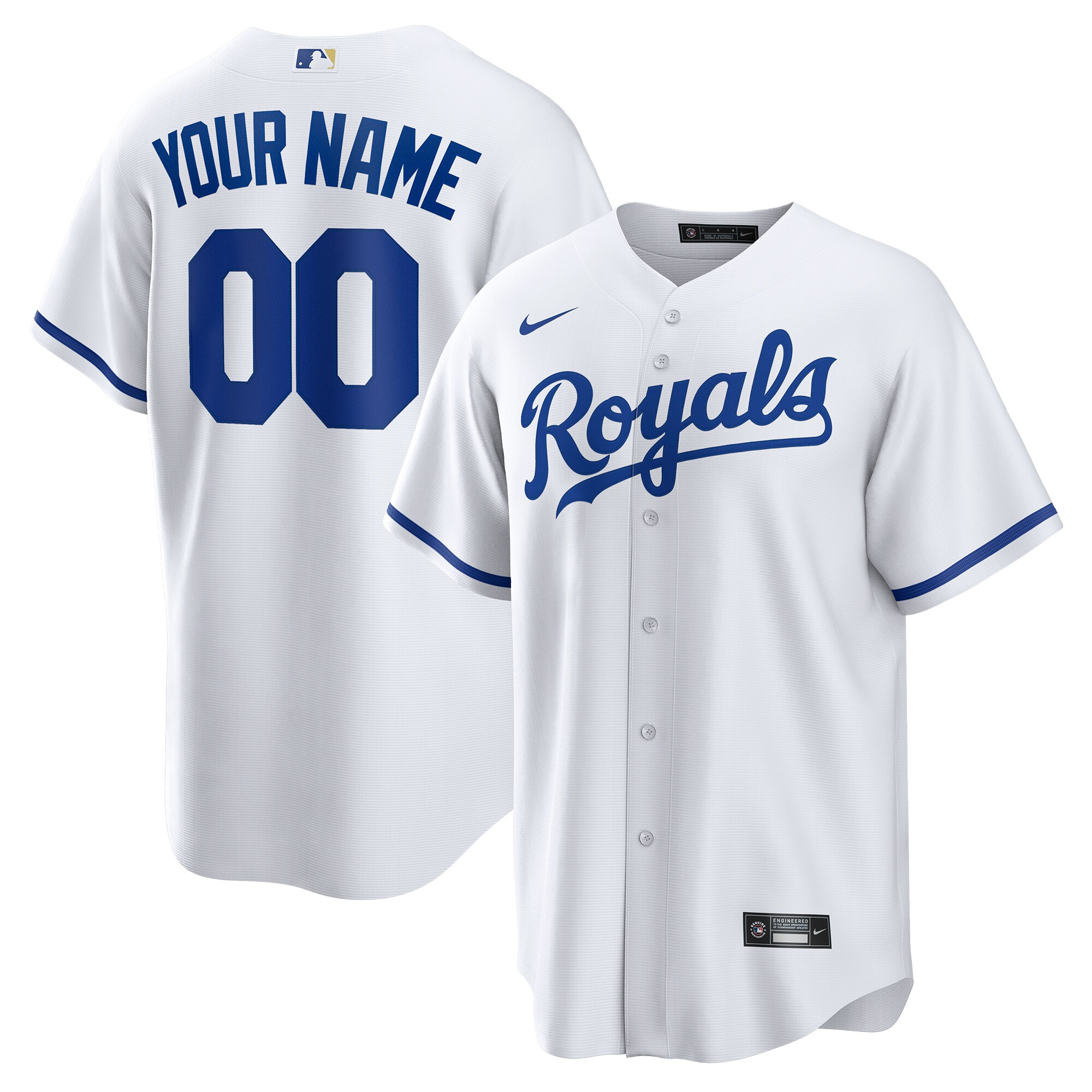 Kansas City Royals Youth Replica Custom Baseball Jersey - White