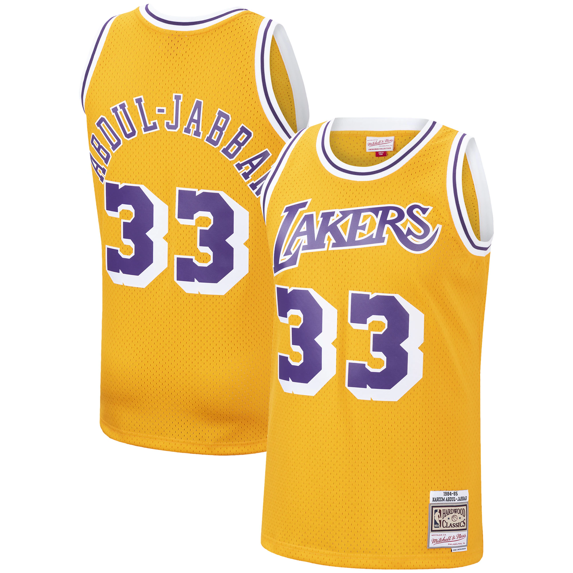 Kareem Abdul-jabbar Los Angeles Lakers Mitchell & Ness 1984-85 Hardwood Classics Swingman Basketball Jersey - Gold