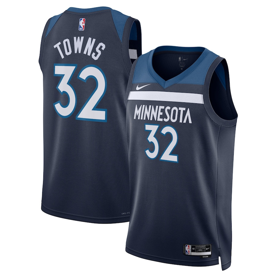 Karl-Anthony Towns 32 Minnesota Timberwolves Unisex Swingman Basketball Jersey - Icon Edition - Navy - JS177 