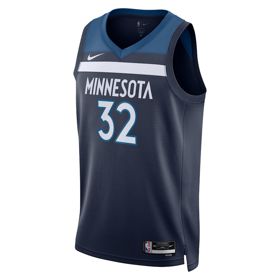 Alternative view of Karl-Anthony Towns 32 Minnesota Timberwolves Unisex Swingman Basketball Jersey - Icon Edition - Navy - JS177 