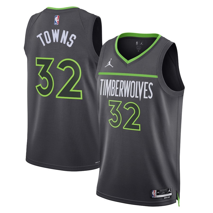 Karl-Anthony Towns 32 Minnesota Timberwolves Unisex Swingman Basketball Jersey - Statement Edition - Gray - JS916 