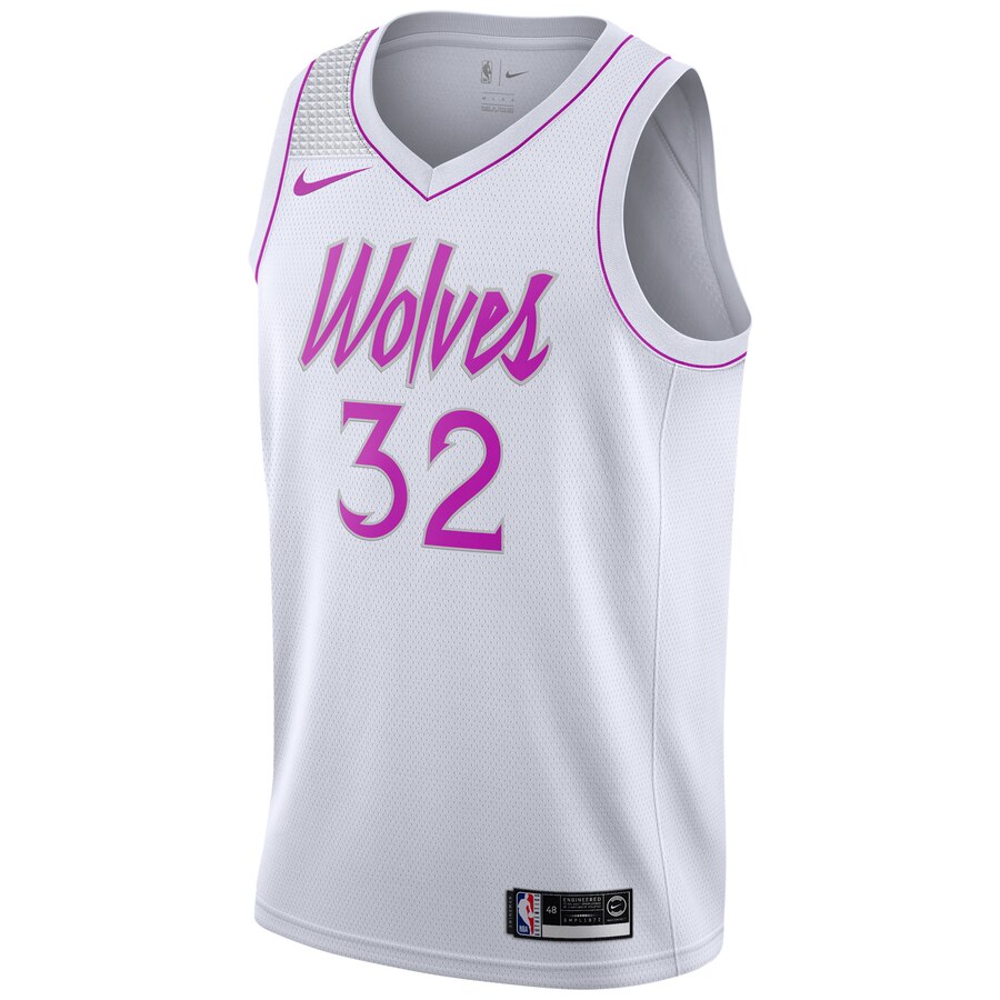 Alternative view of Karl-anthony Towns Minnesota Timberwolves 2018/19 Swingman Basketball Jersey White - Earned Edition