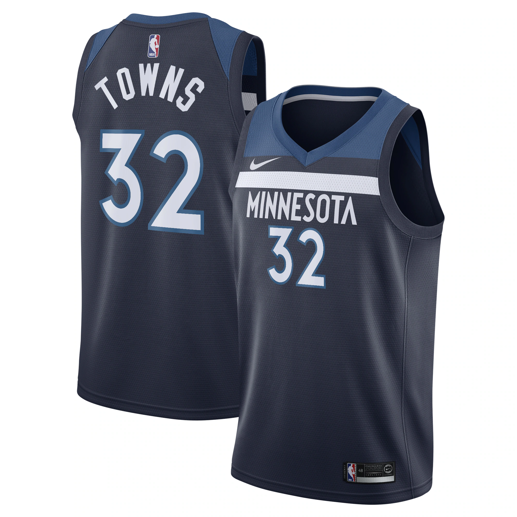 Alternative view of Karl-anthony Towns Minnesota Timberwolves 2021/22 Diamond Swingman Basketball Jersey - Icon Edition - Navy