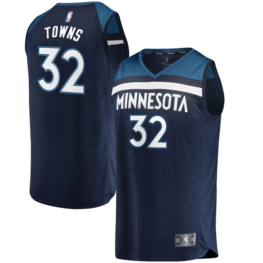 Karl-anthony Towns Minnesota Timberwolves Fanatics Branded Fast Break Replica Basketball Jersey Navy - Icon Edition