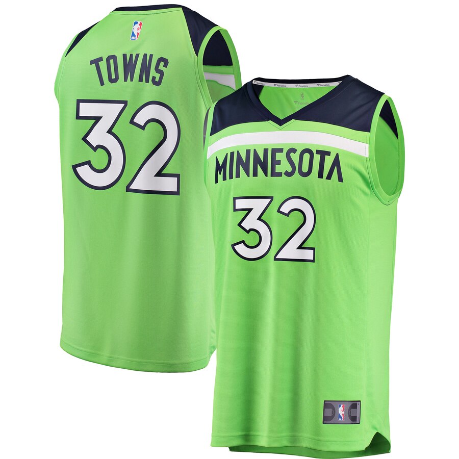 Karl-anthony Towns Minnesota Timberwolves Fanatics Branded Fast Break Replica Basketball Jersey Neon Green - Statement Edition